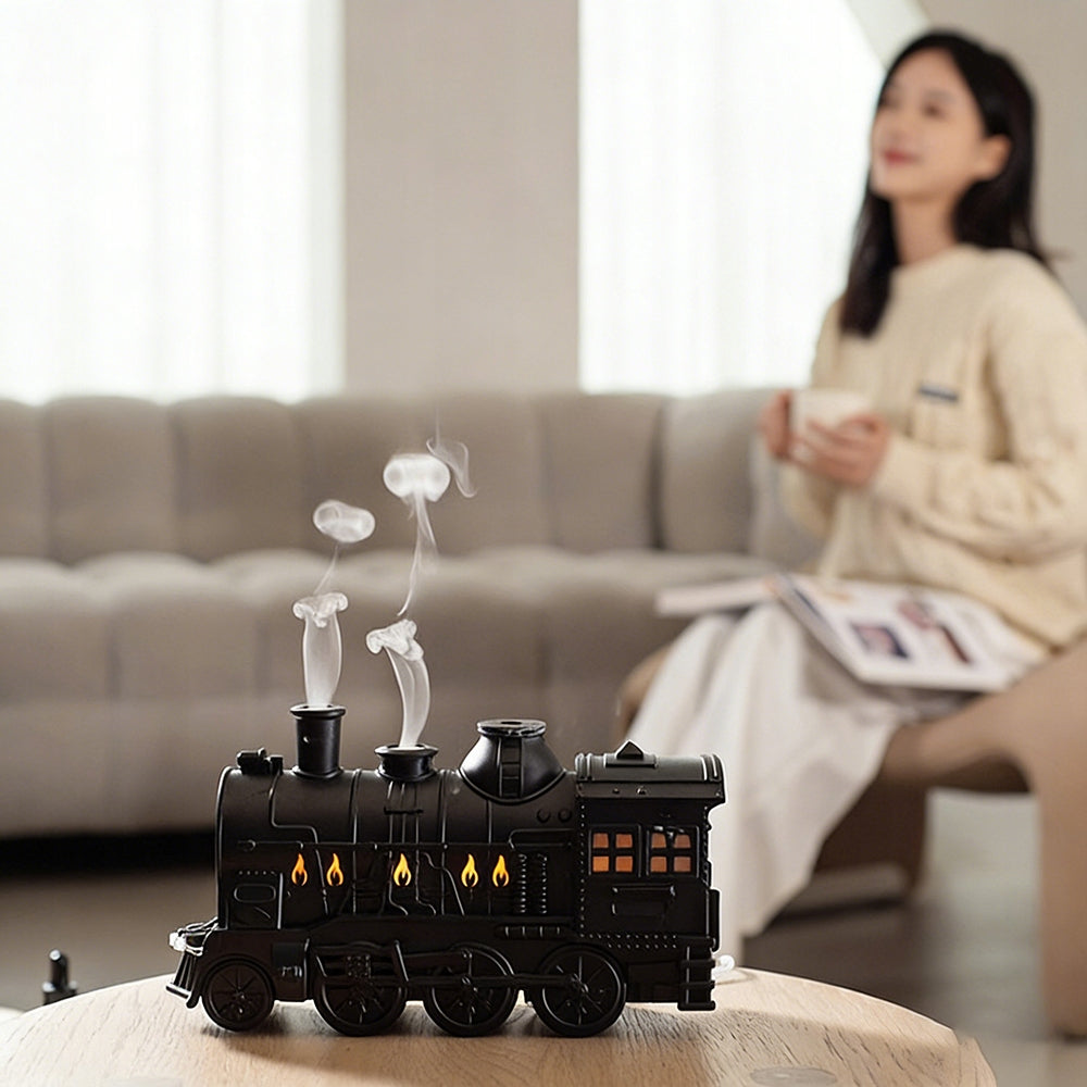 HUMIDIFIER LOCOMOTIVE 300ML AROMA DIFFUSER LED USB REMOTE CONTROL Dominant color black