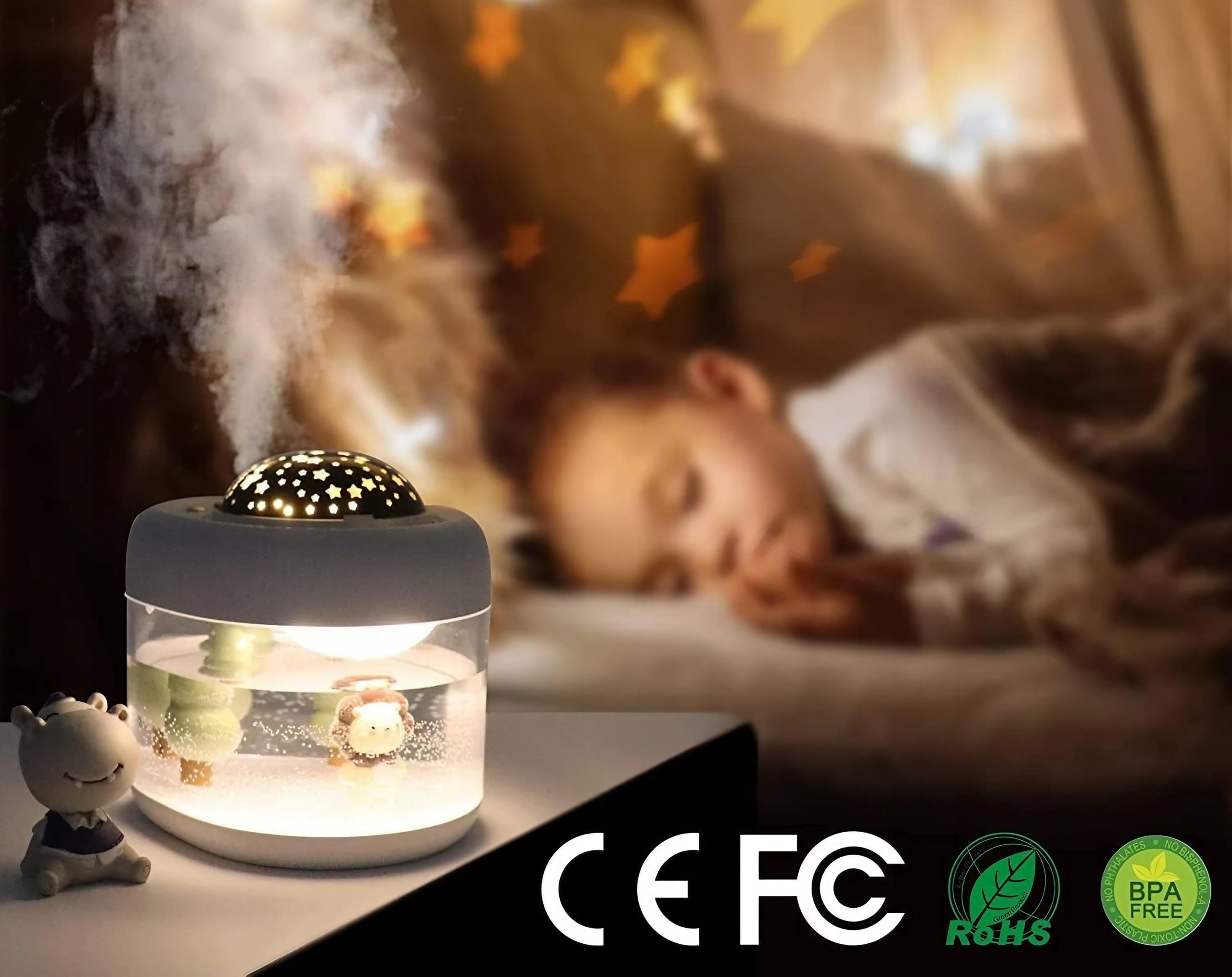 HUMIDIFIER NIGHT LIGHT WITH TIGER STAR PROJECTOR FOR CHILDREN Type ultrasonic humidifier