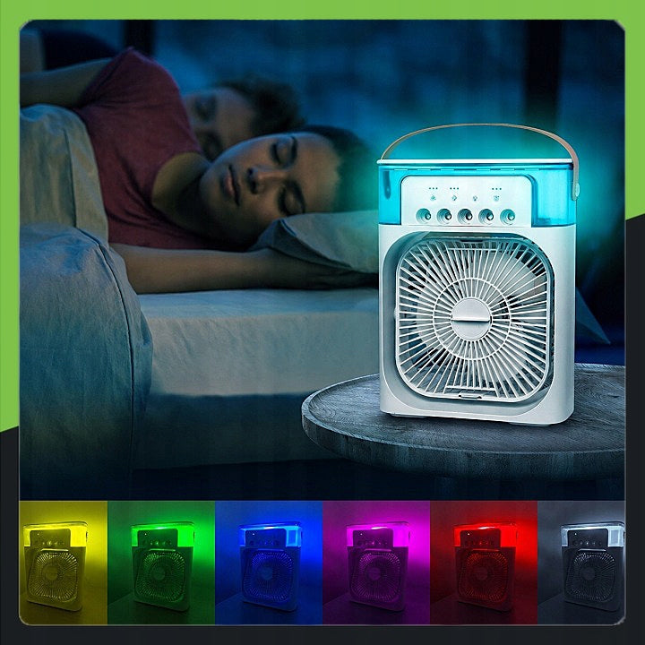 HUMIDIFIER PORTABLE AIR CONDITIONER 3in1 FAN USB WATER WINDMILL LED Dominant color white