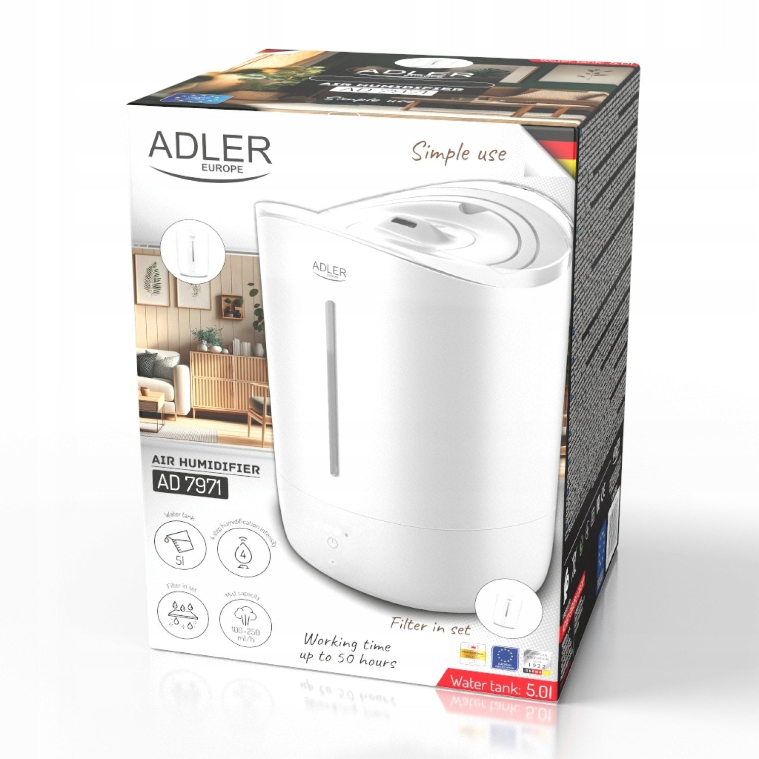 HUMIDIFIER ULTRASONIC IONIZER 5L WITH TOUCH PANEL Model AD7971