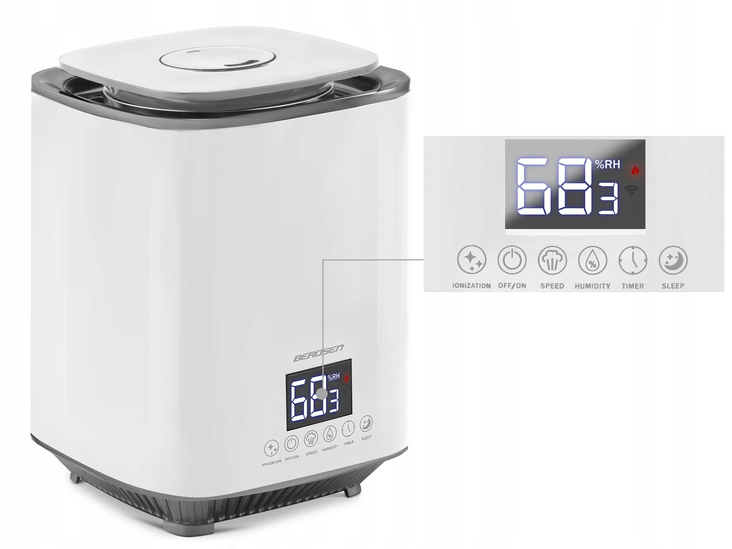 HUMIDIFIER ULTRASONIC IONIZER AROMATHERAPY REMOTE CONTROL Dominant color white