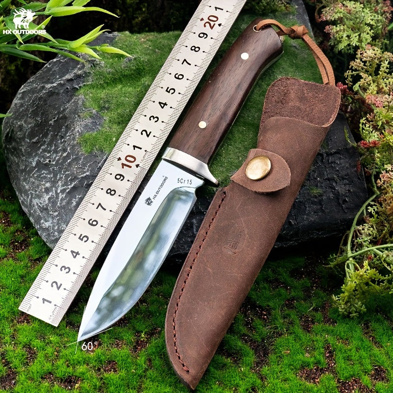 HX OUTDOORS Forest Survival Knife 5cr15 Blade Wood handle Travel Knives Packaging status original