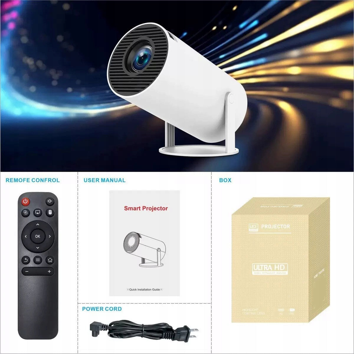 HY300 Mini LED Projector - Android WiFi Full HD Smart TV for Movies & Presentations