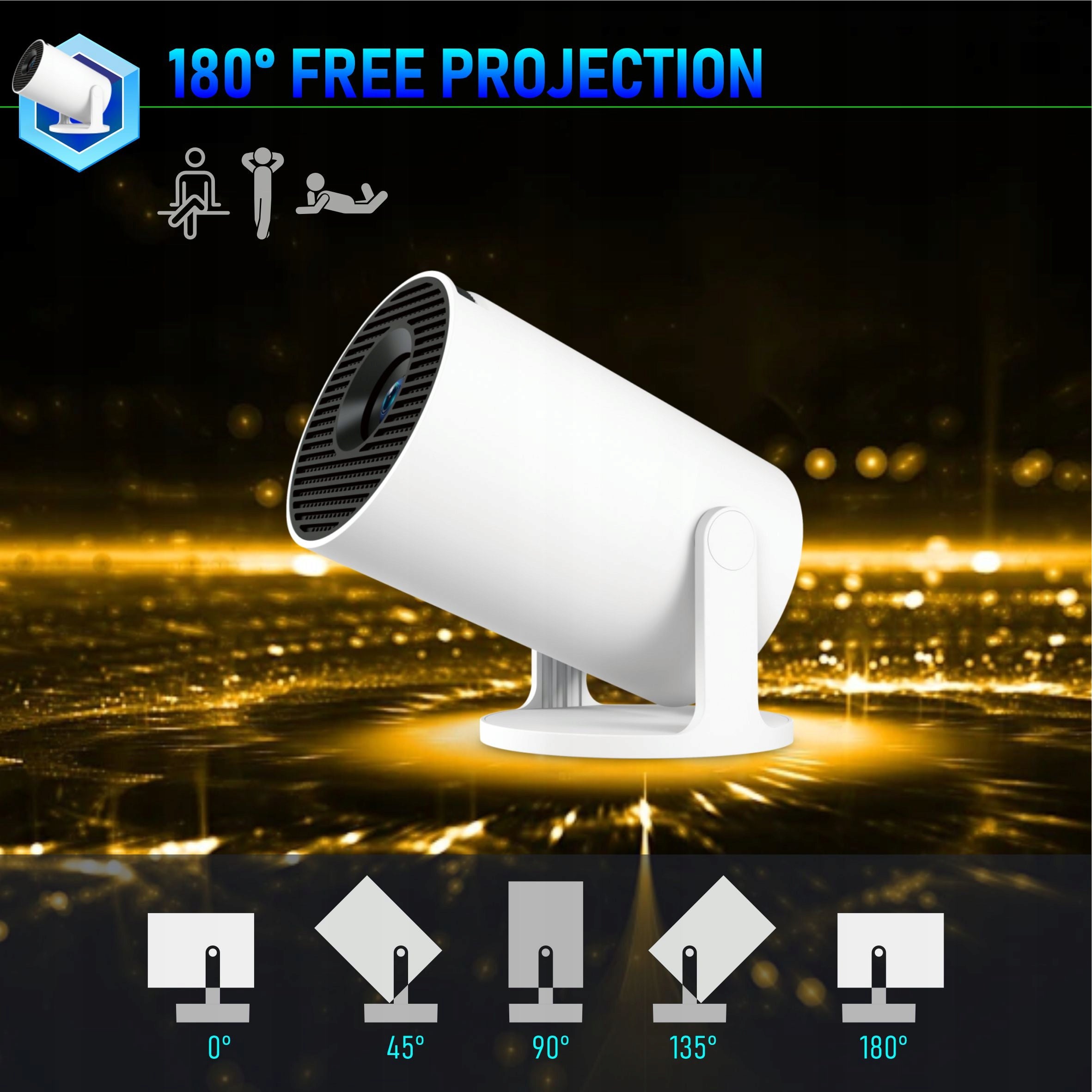 HY300 PRO+ Portable LED Projector, Full HD Smart TV 4K WiFi Android Brand no brand