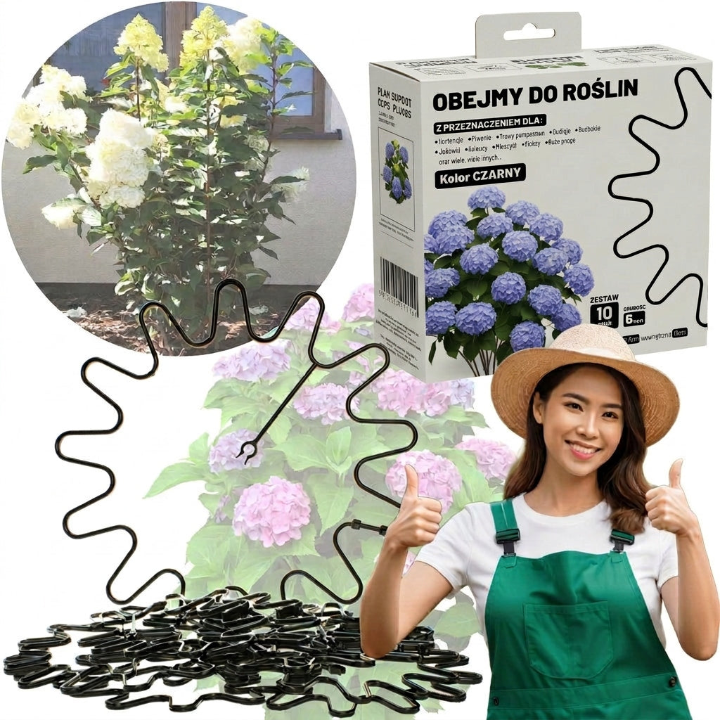 HYDRANGEA CLAMPS 10 pieces fi 6 BLACK SUPPORT RING FOR ROSE FLOWER PLANTS