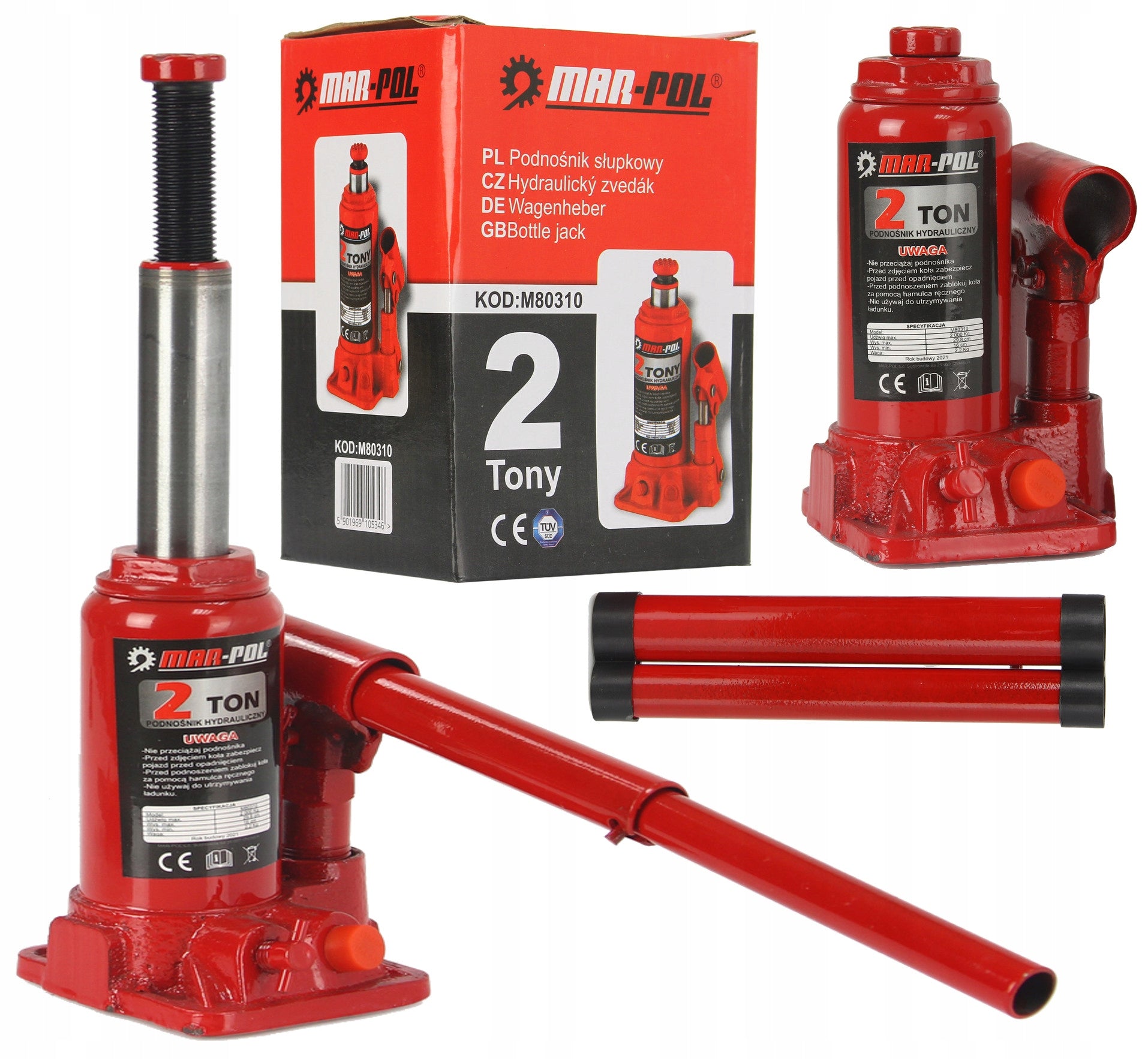 HYDRAULIC BOLLARD LIFT 2T BOTTLE JACK 2000KG 80310