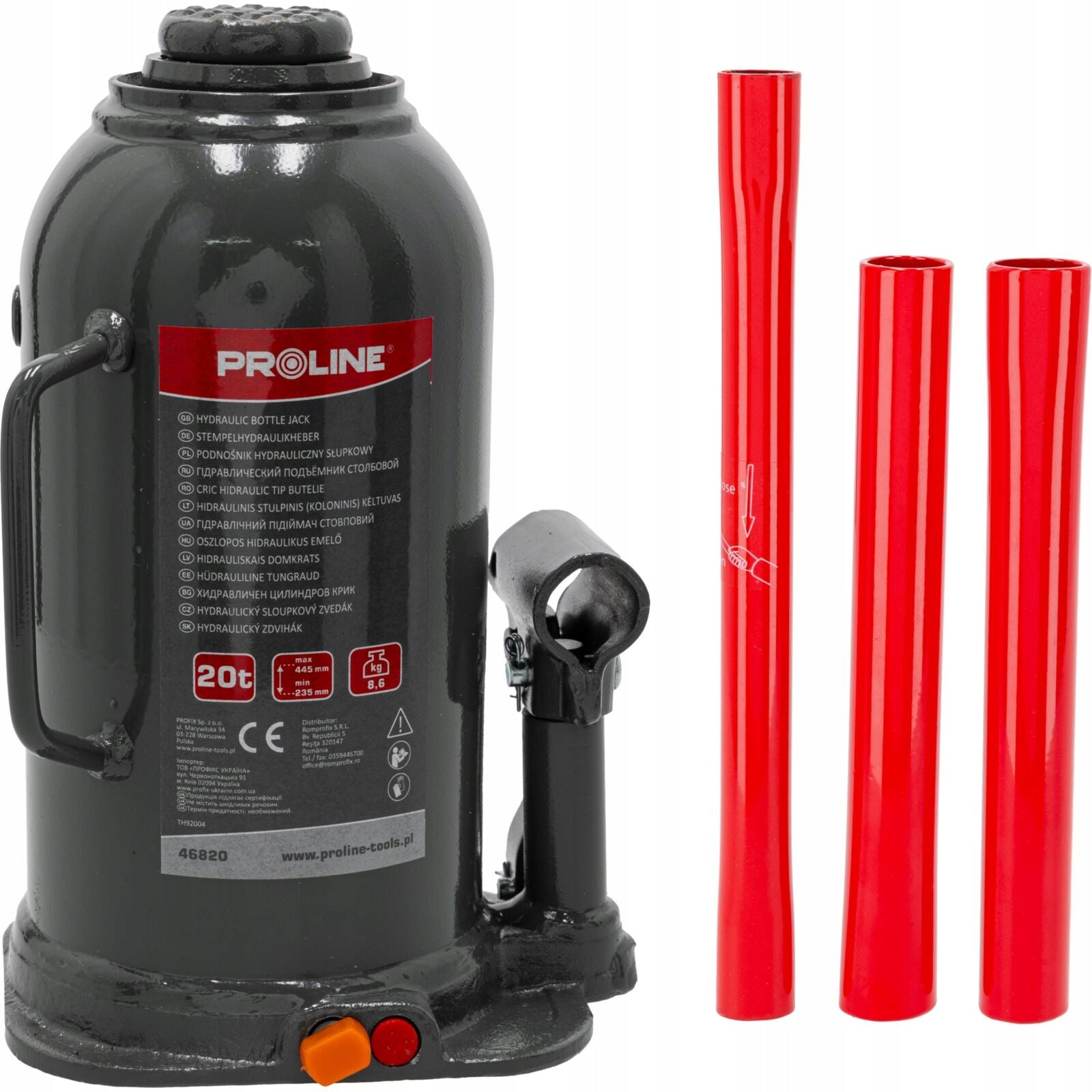 HYDRAULIC LIFT 20T 235-445MM (8.6KG) CE PROLINE Manufacturer code 46820