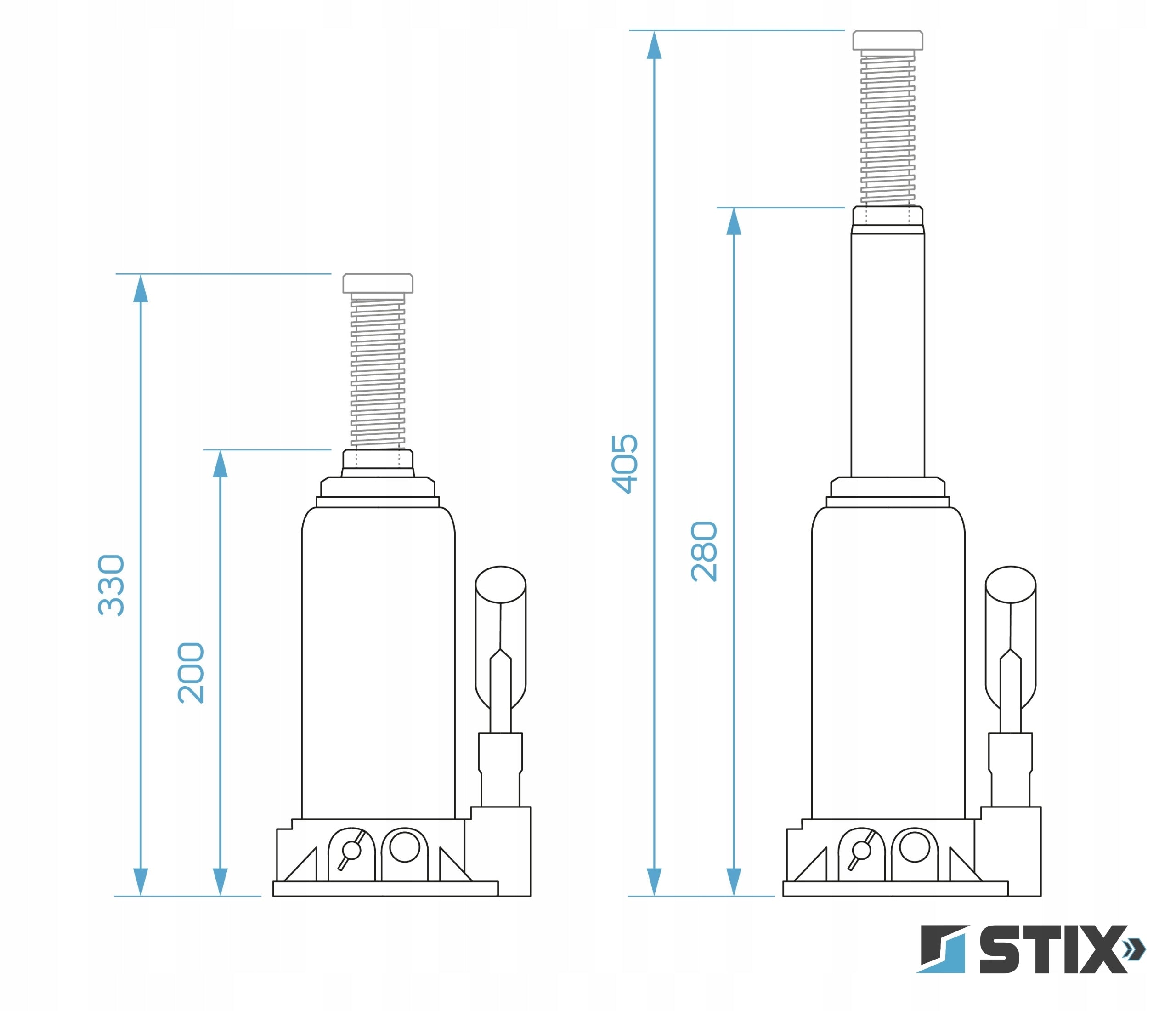 HYDRAULIC LIFT 6T 200-405mm BL-06 BOTTLE POST LEVER STIX Lifting capacity 6000 kg