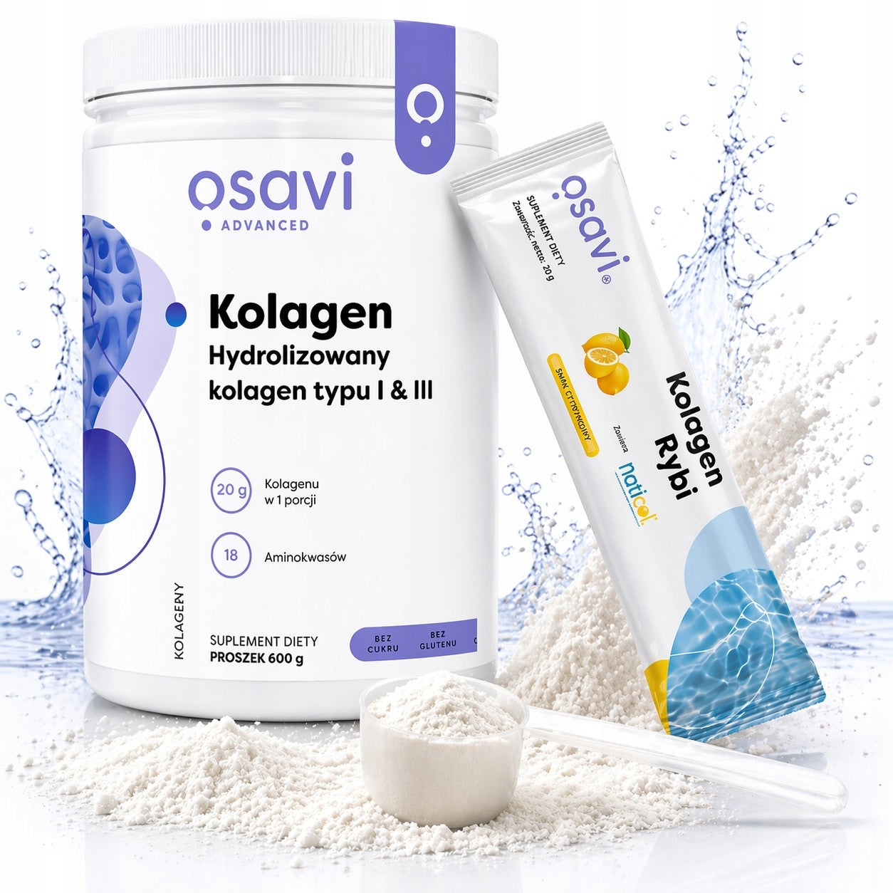 HYDROLYZED COLLAGEN TYPE I AND III POWDER 600G 30 SERVINGS OSAVI