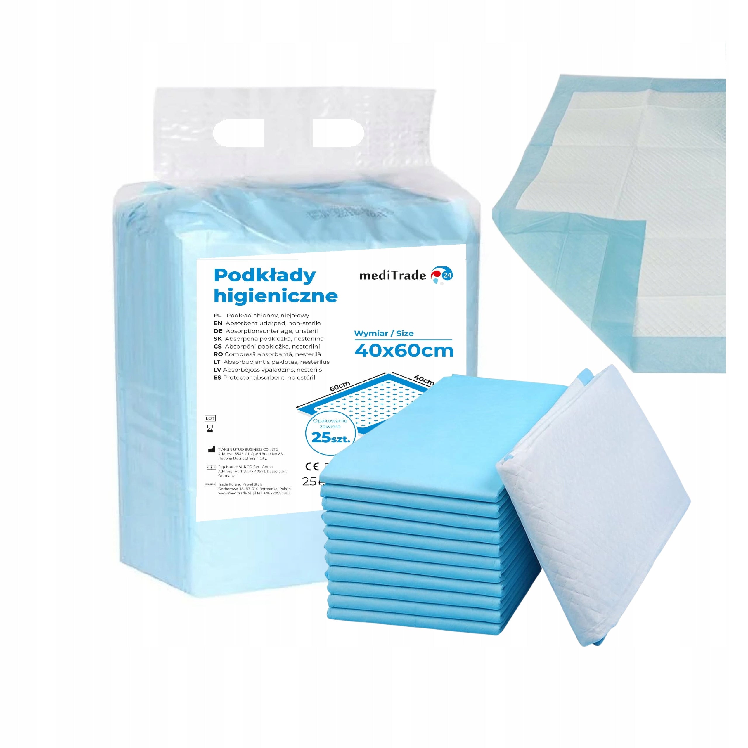 HYGIENE PADS ABSORBENT MATS FOR CHANGING 40x60 1x25pcs blue