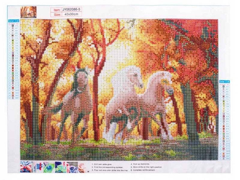 Deimantinio siuvinėjimo mozaikos rinkinys 5D bėgančių arklių