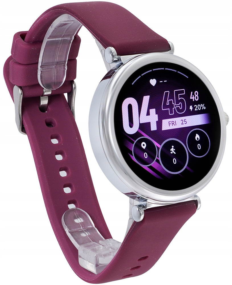 Hagen SMARTWATCH HB40-SILVER BURGUNDY AND NAVY BLUE SILICONE STEEL BRACELET EAN (GTIN) 5901669234971