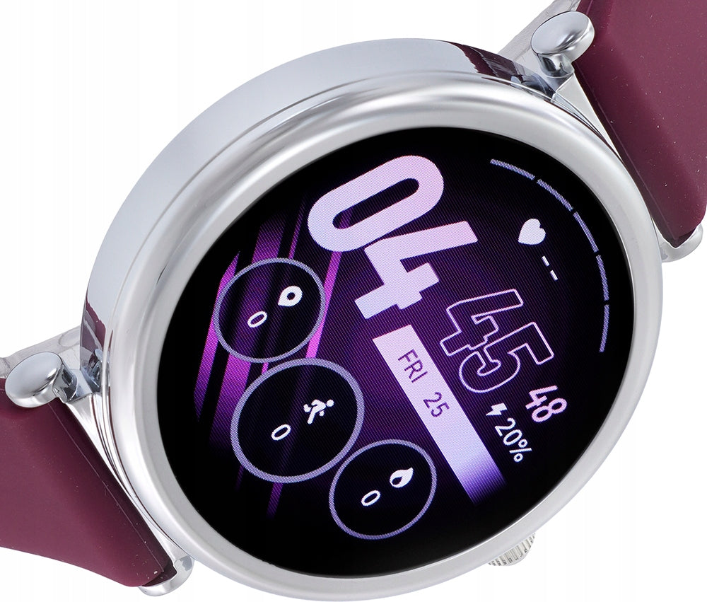 Hagen SMARTWATCH HB40-SILVER BURGUNDY AND NAVY BLUE SILICONE STEEL BRACELET