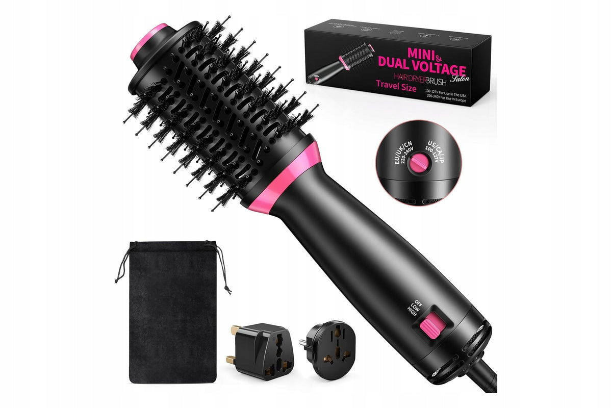 Hair Brush 3in1 Hair Dryer Curler One-Step Ionization Pouch