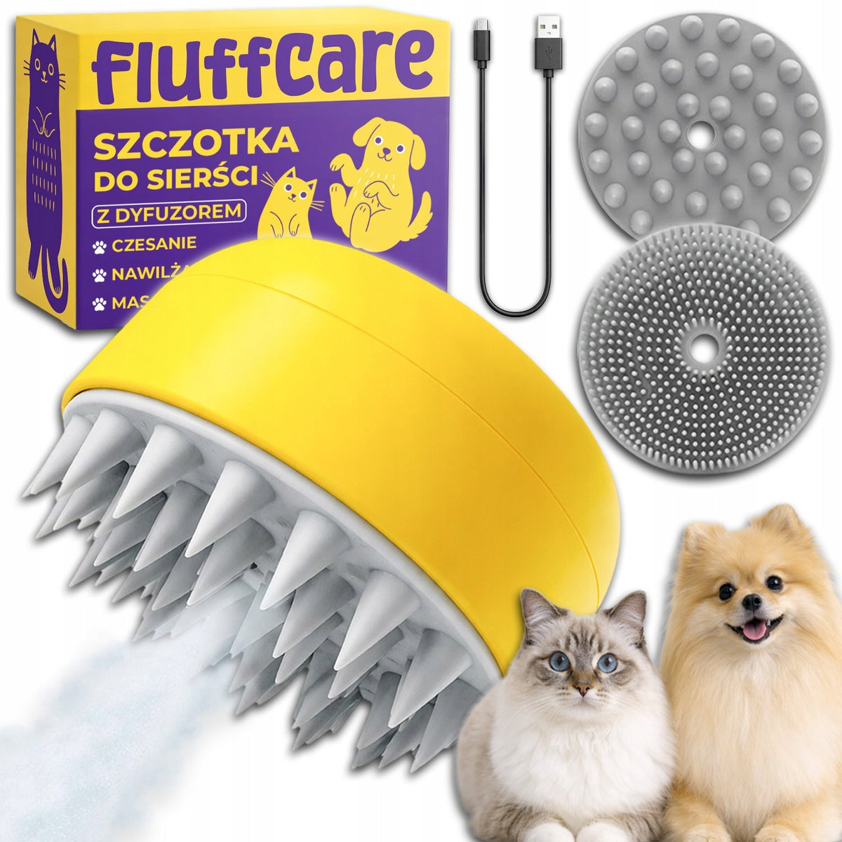 Hair Brush with Diffuser Electric for Cat Dog Silicone 3in1