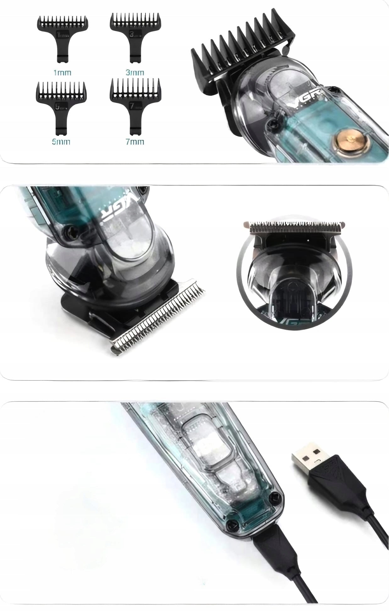 Hair Clipper Beard and Nose Trimmer Wireless IPX6 USB LCD Model WKZIEJ27