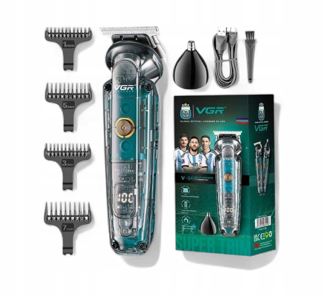 Hair Clipper Beard and Nose Trimmer Wireless IPX6 USB LCD