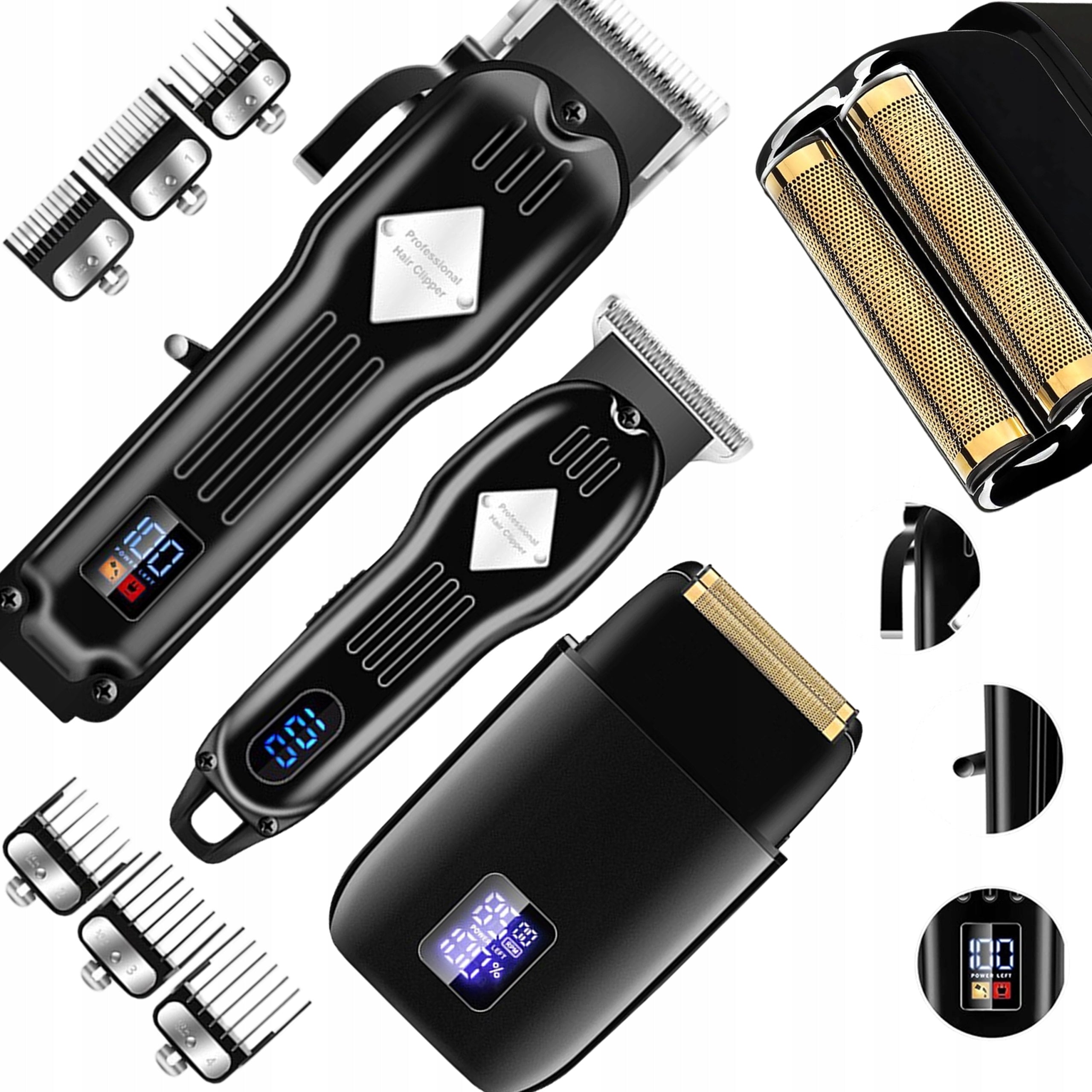 Hair Clippers Men Beard Trimmer Cordless Grooming Kit Black Home Barber