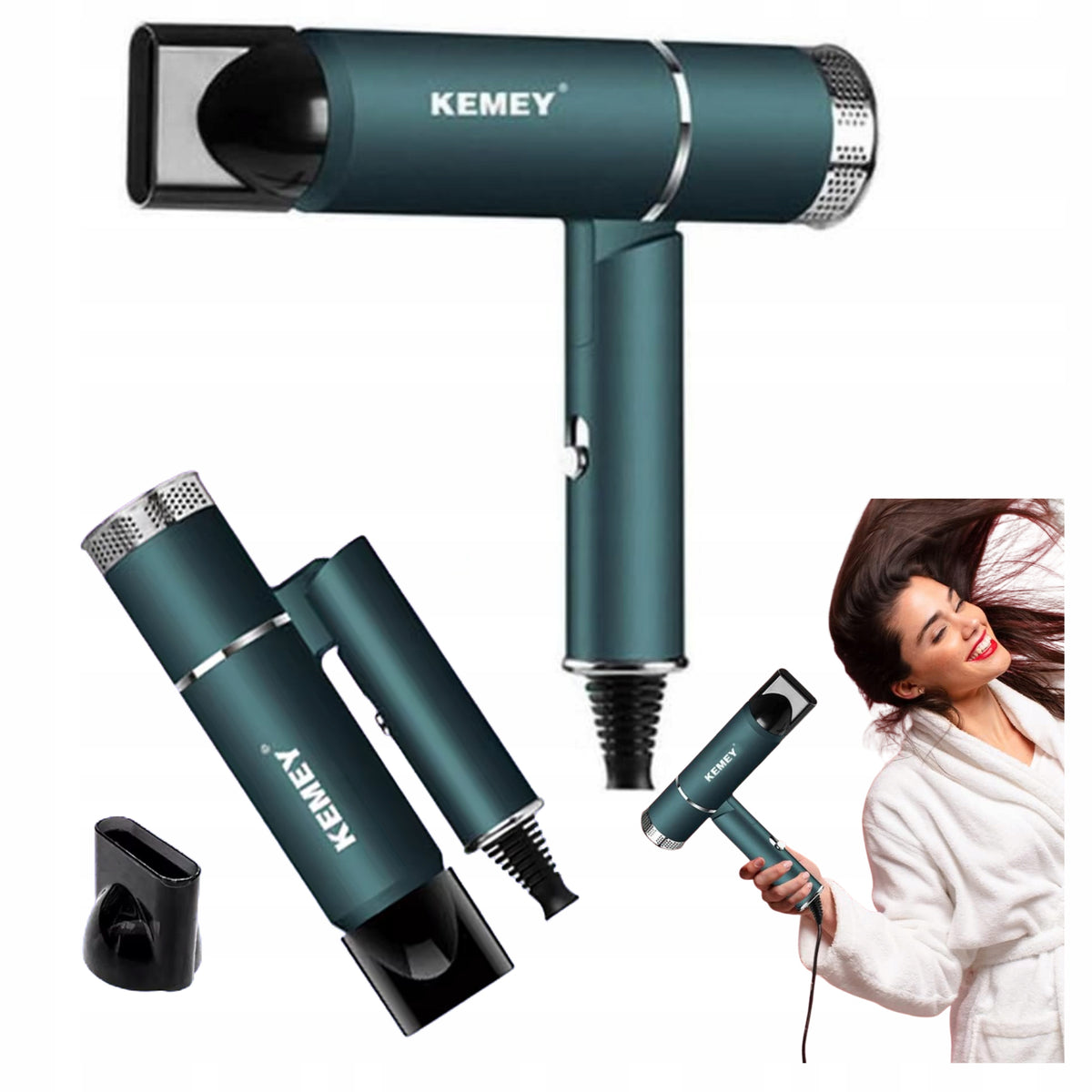 Hair Dryer 1000W Foldable Lightweight Travel Ionization 3 Modes Strong