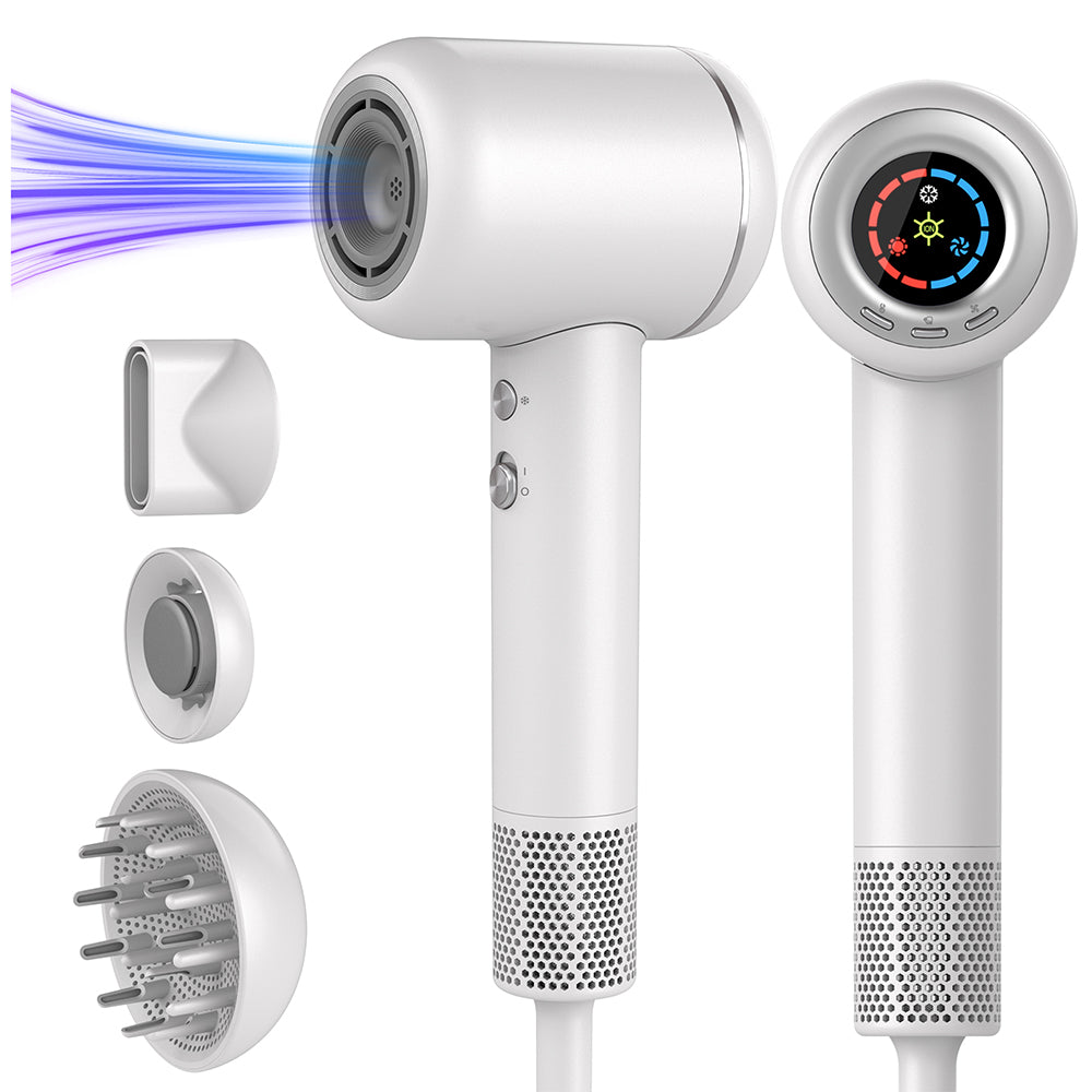 Hair Dryer 1600W Ionization Aromatherapy Additional Adapters White