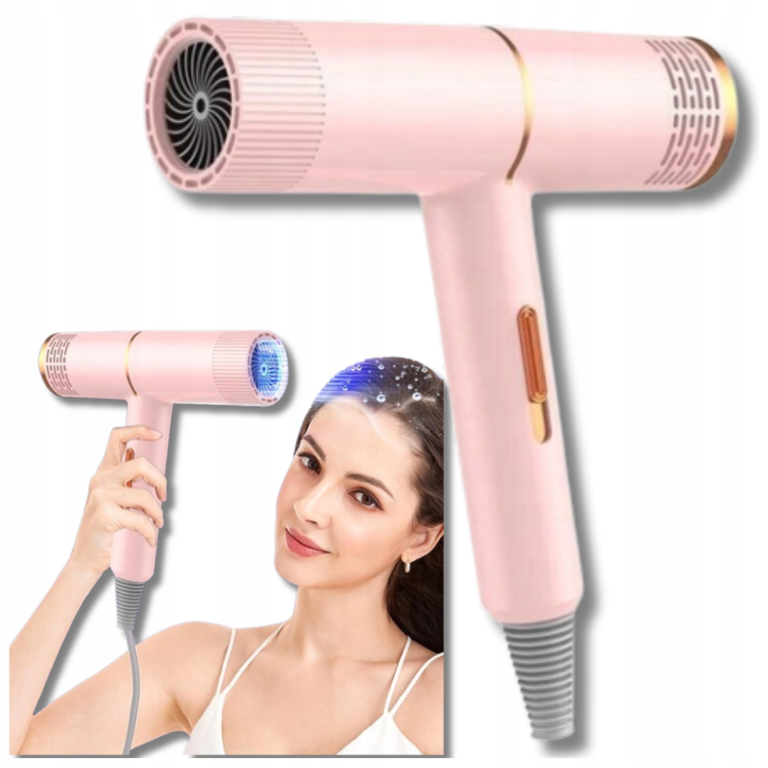 Hair Dryer Compact 800W Strong 3 Modes Pink For Gift