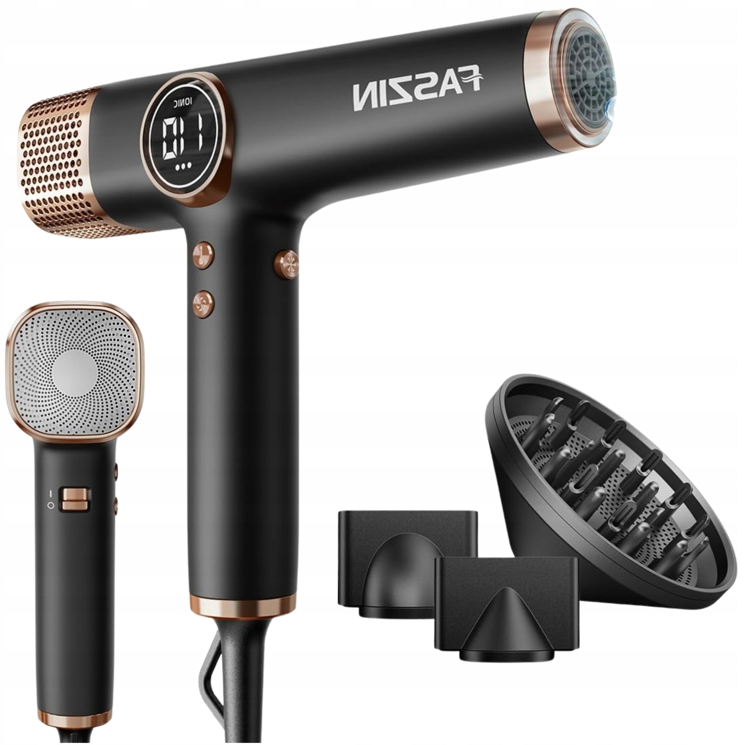 Hair Dryer Faszin 3 Magnetic Nozzles Quiet Lightweight 110 000 RPM