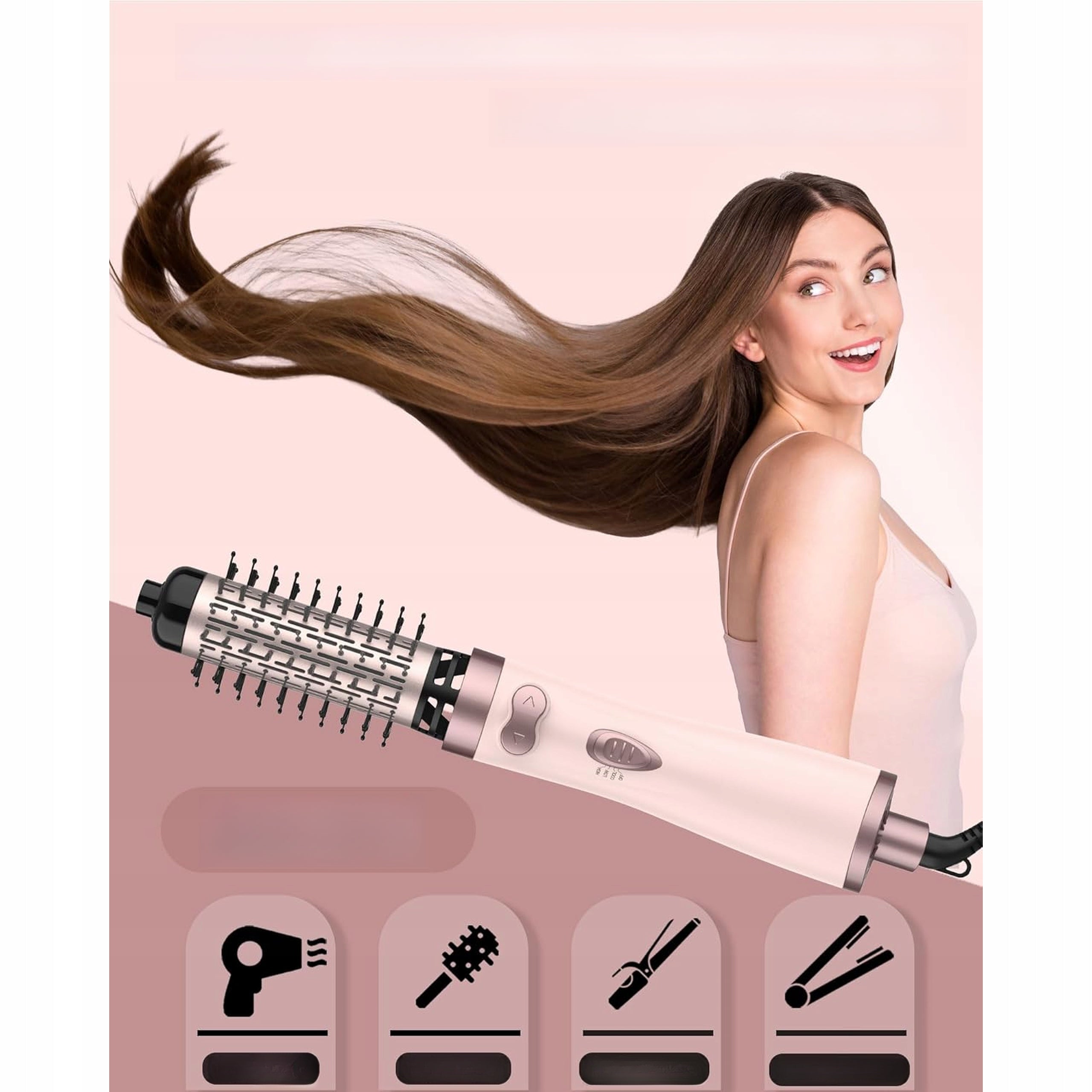 Hair Dryer Rotary Brush 4 in 1 Replacement Tips Pink Model AB-612