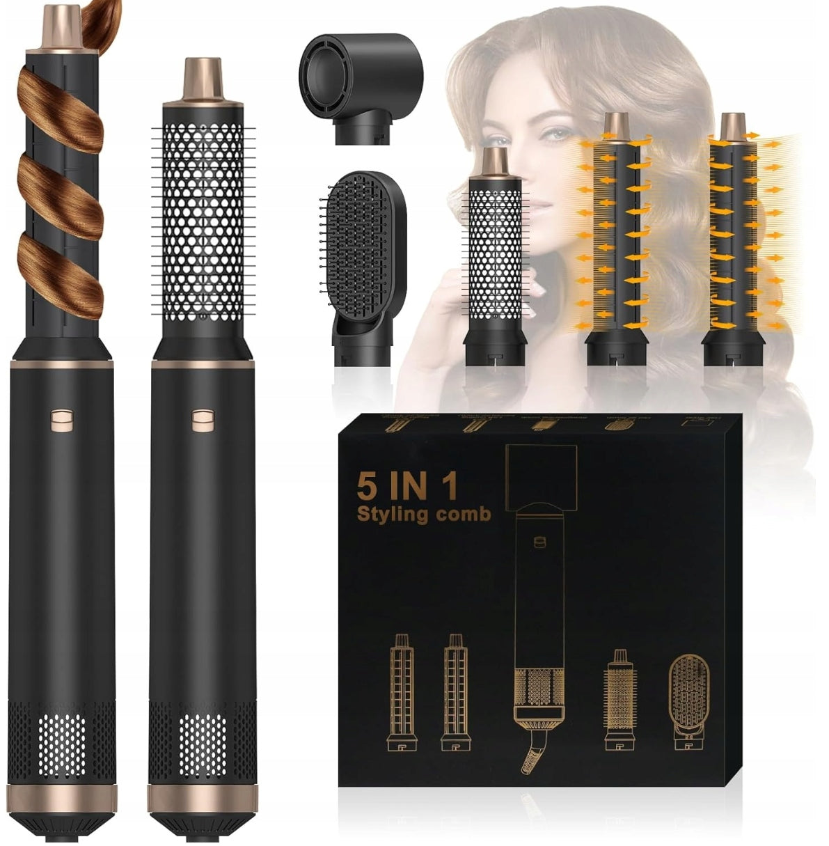 Hair Dryer Set Automatic Rotating Curler Straightening +5 Heads