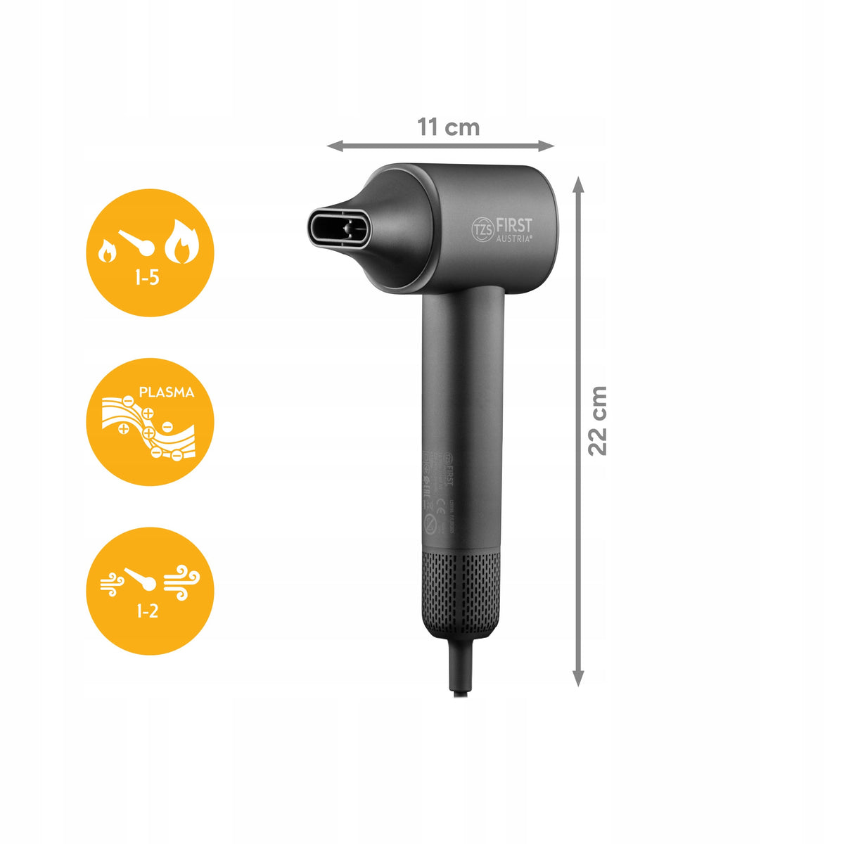 Hair Dryer TZS First Austria Duo Sensor Ionization 5 Modes 1100W Packaging status original