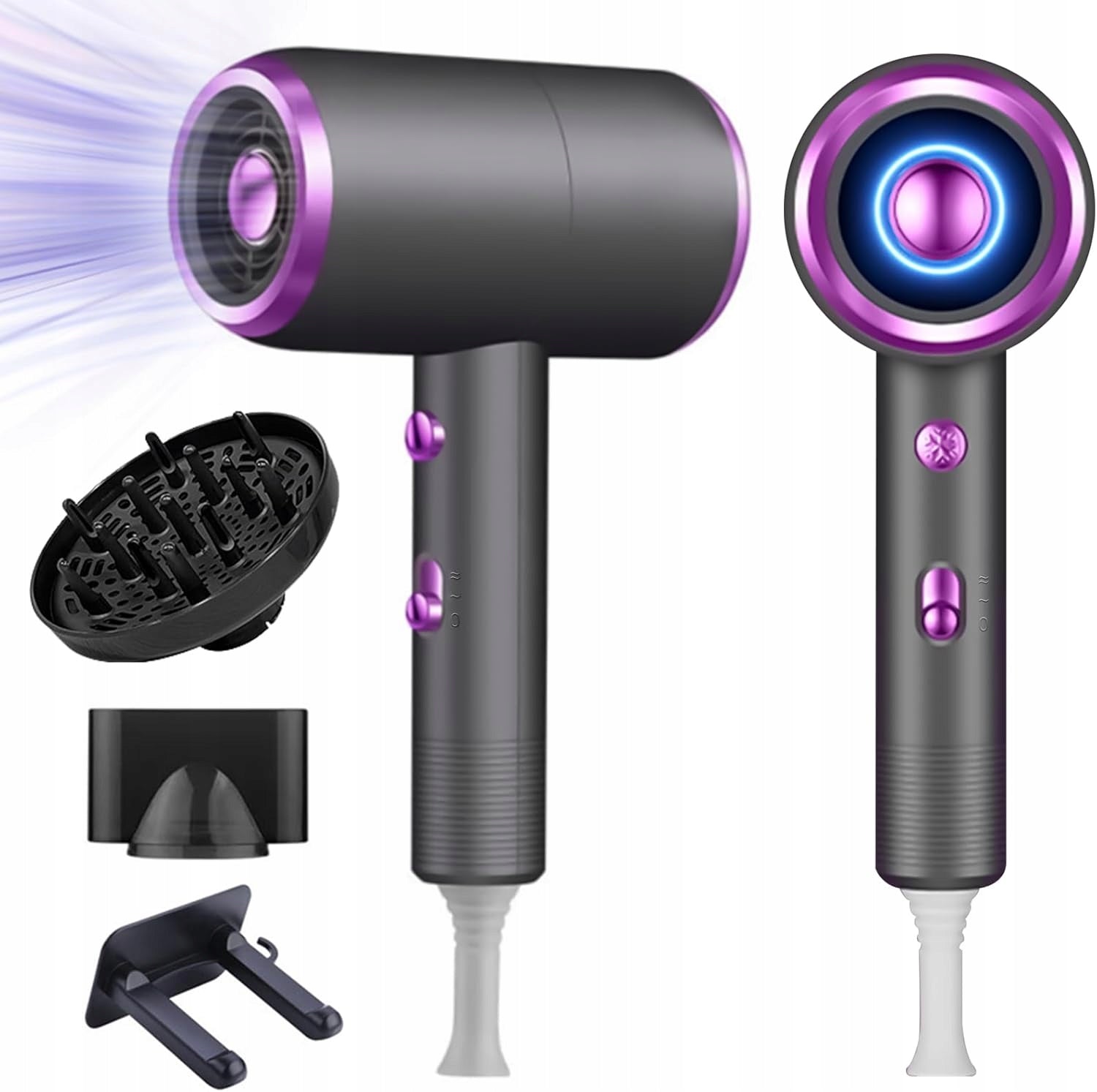 Hair Dryer with Diffuser and Ionization 1800W Quick Drying Bizcasa