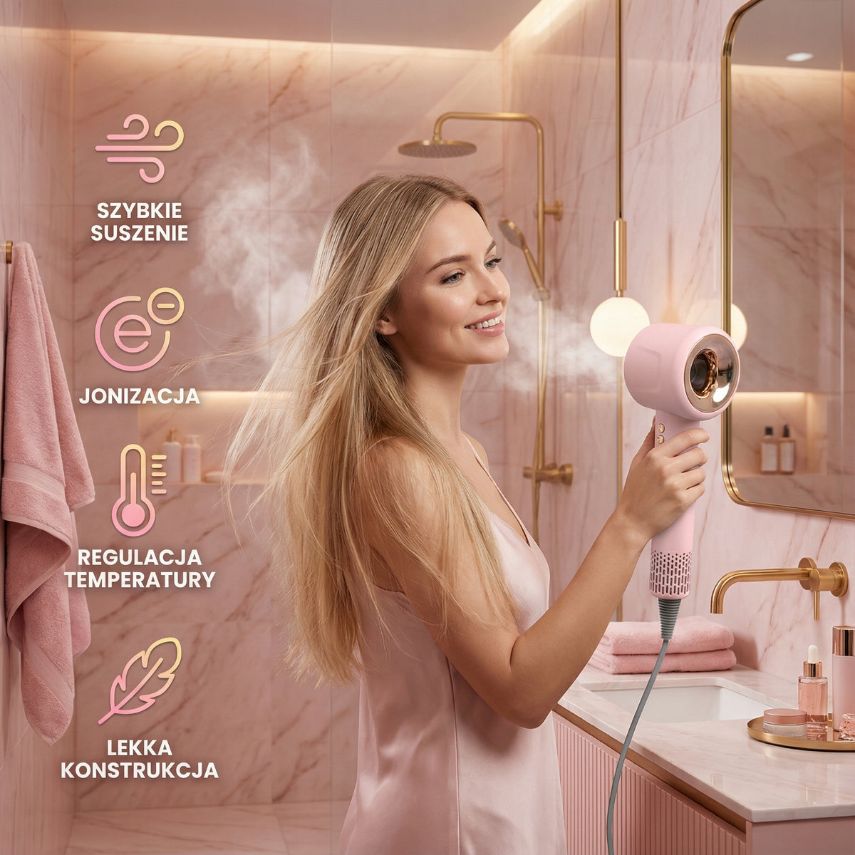Hair Dryer with Ionization 1600W Quiet 55dB Magnetic Diffuser Lightweight Packaging status original