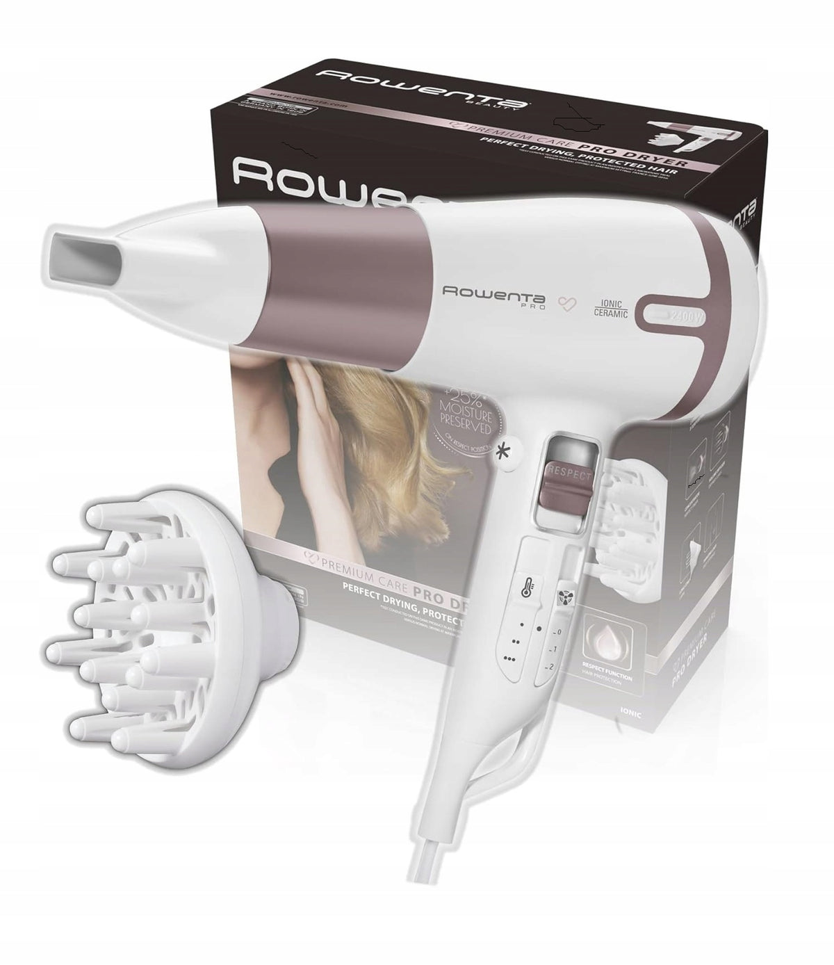 Hair Dryer with Ionization Strong 2400W Rowenta Premium Care Pro CV7460