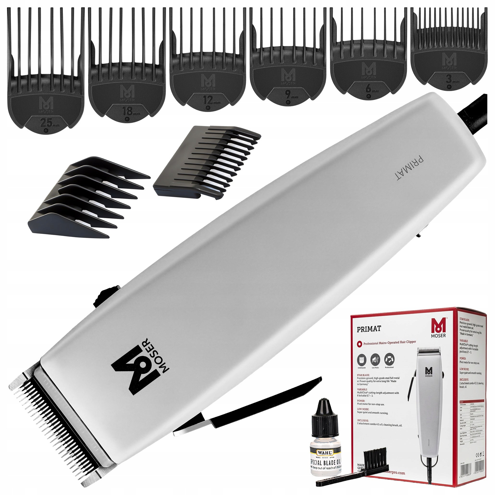 Hair clipper MOSER Primat Titanium PRO 1230 StarBlade 48mm + 8 attachments