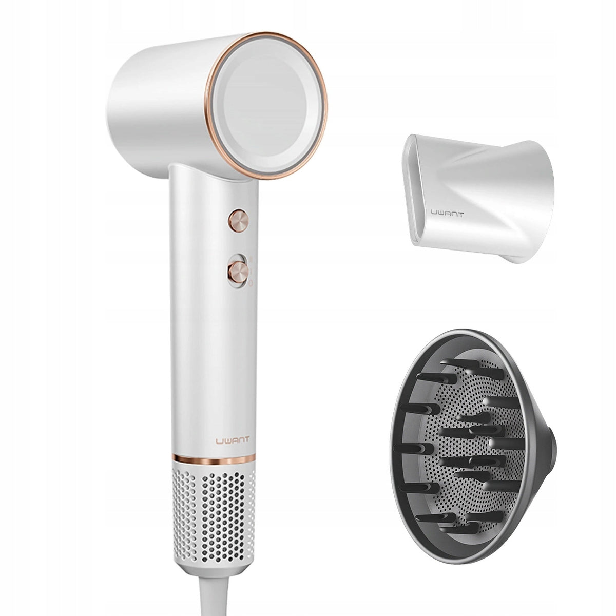 Hair dryer with ionization and diffuser h100 1500W white