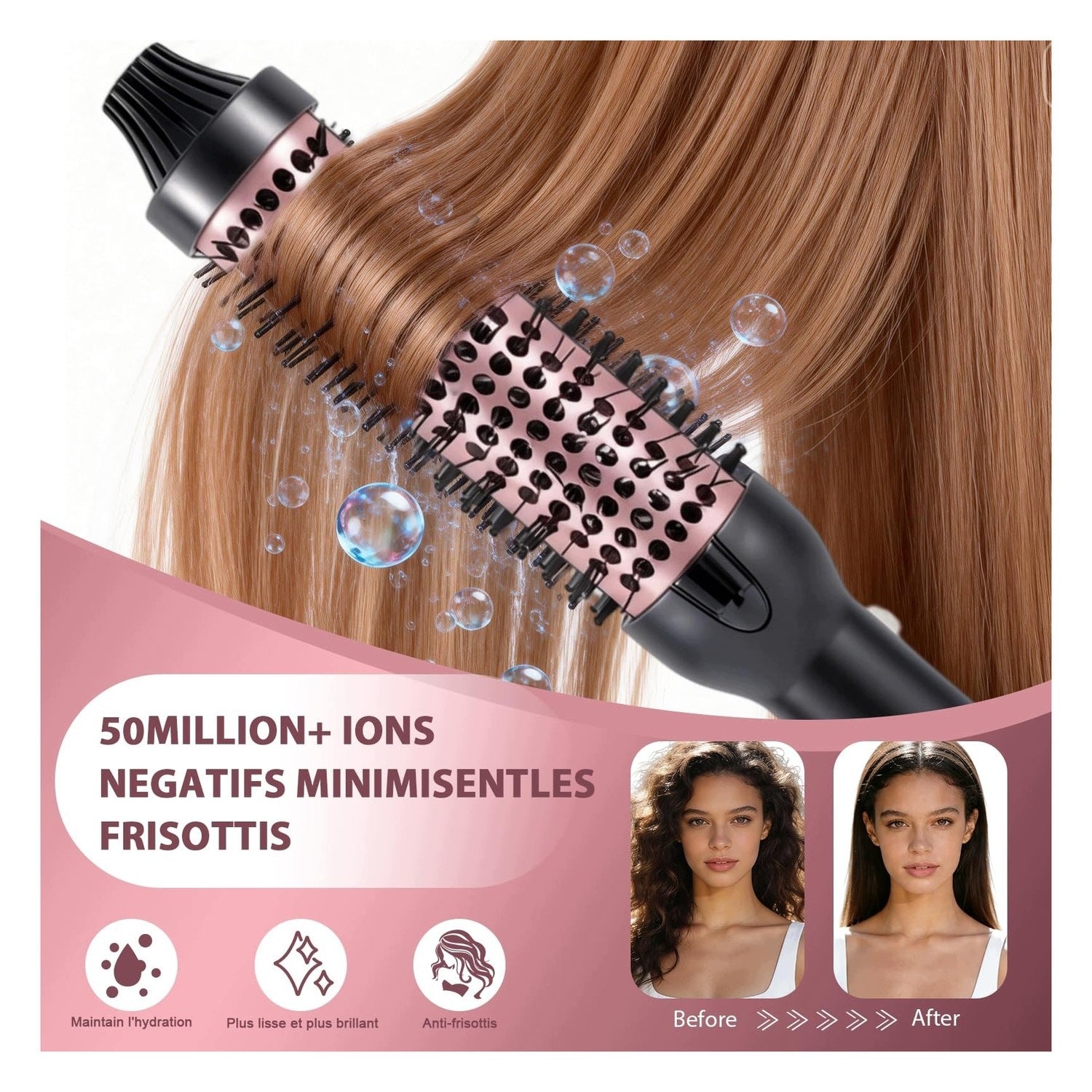Hairbrush - ceramic - with LCD display Model Keramische Verwarmingsborstel met LCD-display
