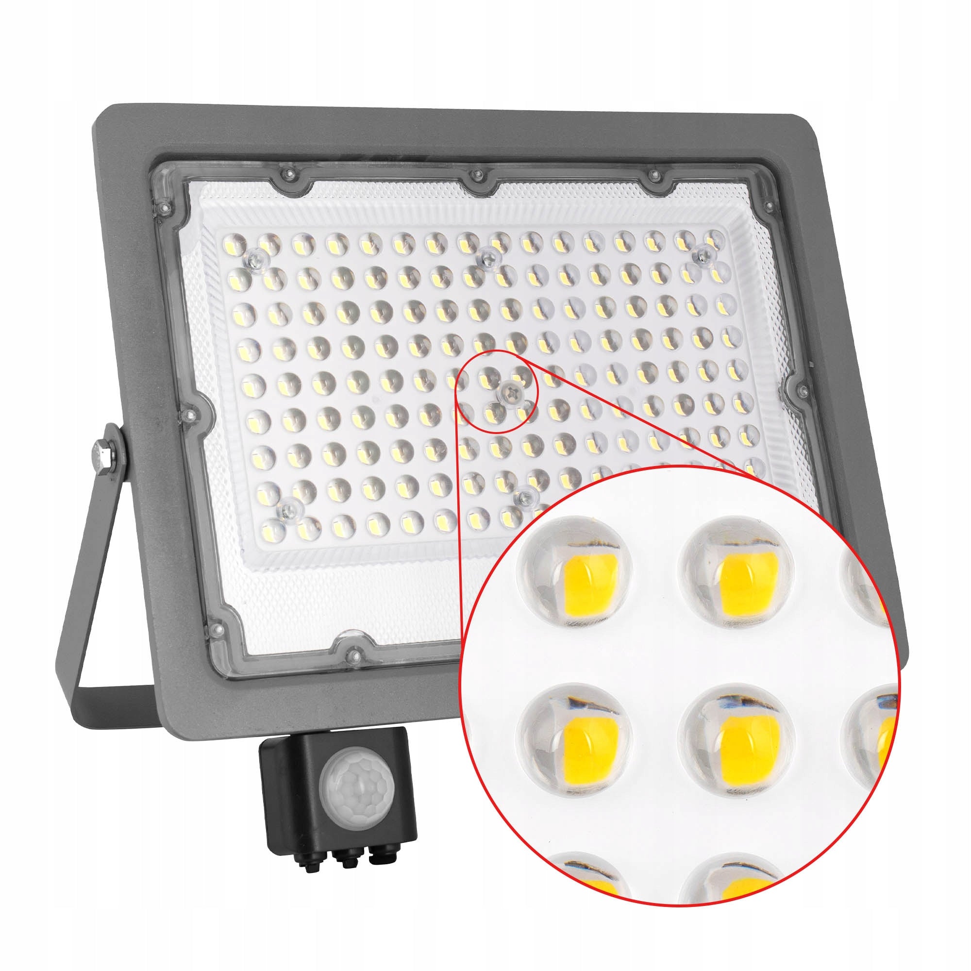 Halogen 100W LED Floodlight Headlight With Outdoor Twilight Motion Sensor Manufacturer code NASWIETLACZ LNA-03 100W PIR NW GREY EII