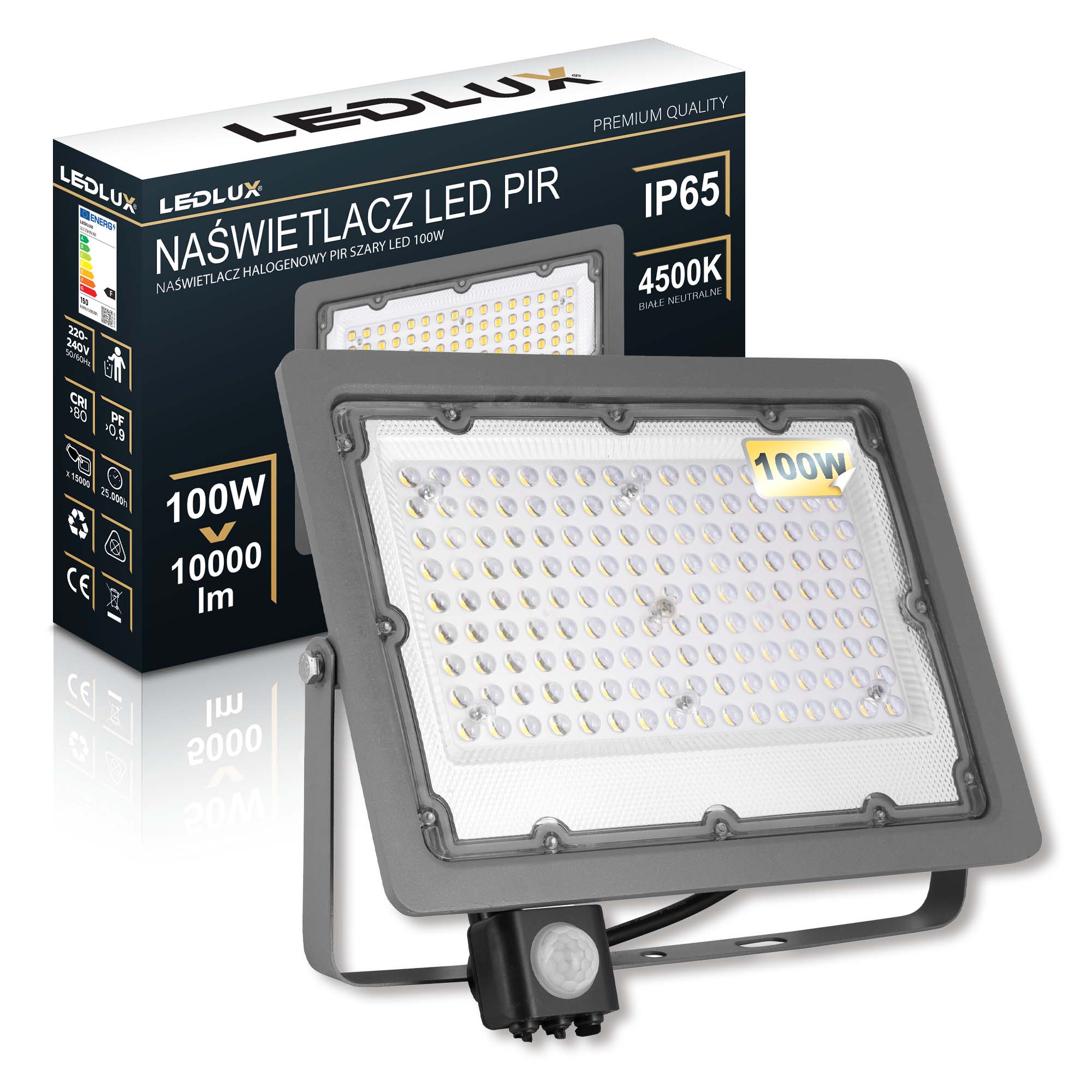 Halogen 100W LED Floodlight Headlight With Outdoor Twilight Motion Sensor
