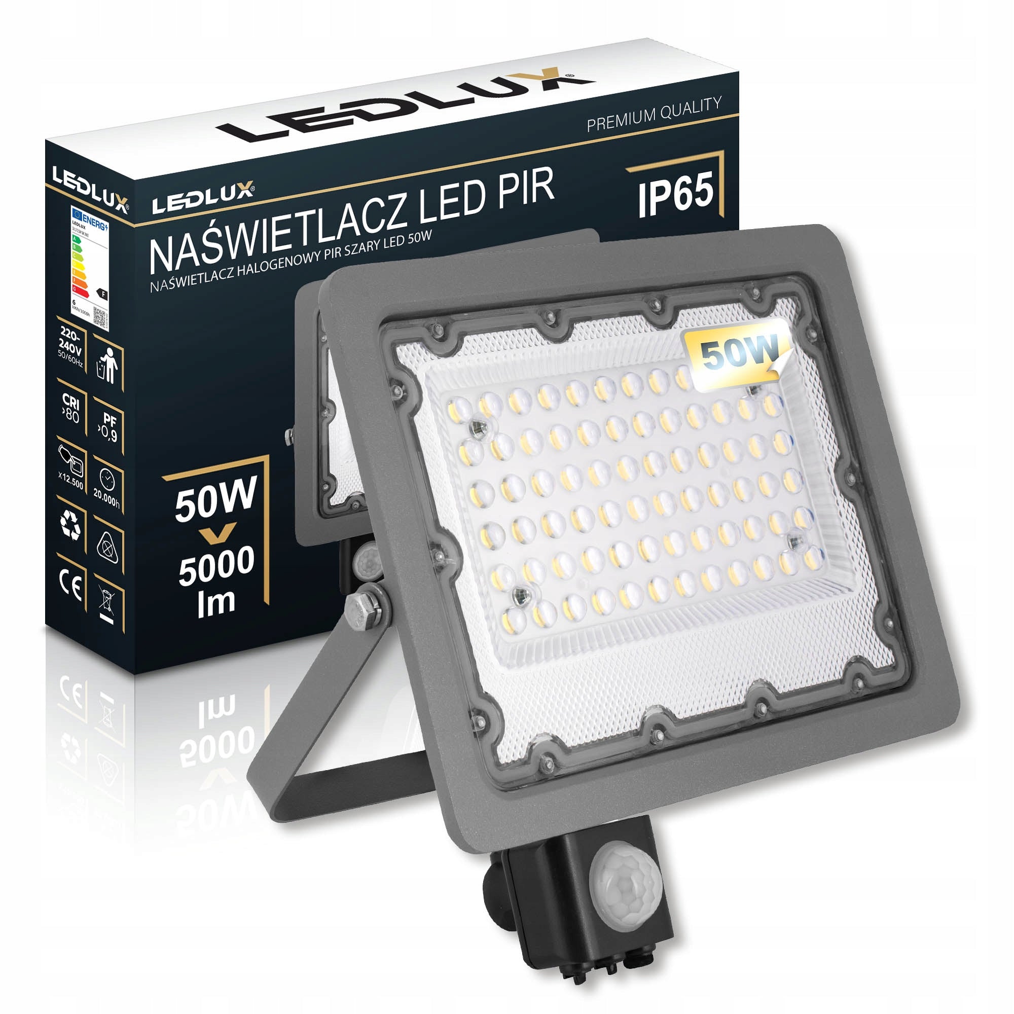 Halogen 50W LED Floodlight Headlight with Outdoor Dusk Motion Sensor