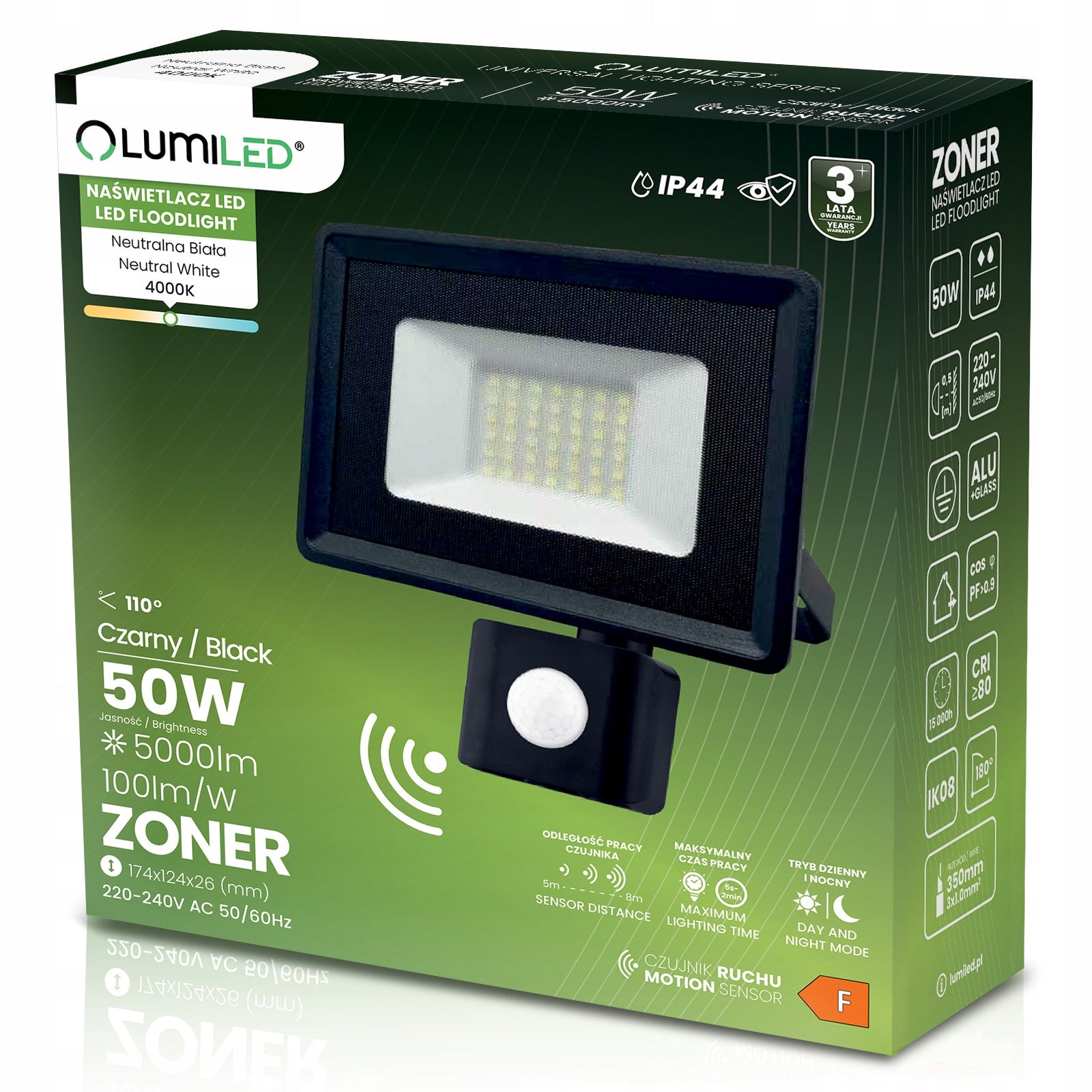 Halogen 50W LED Floodlight Outdoor Lamp Motion Sensor Twilight Garage Brand Lumiled