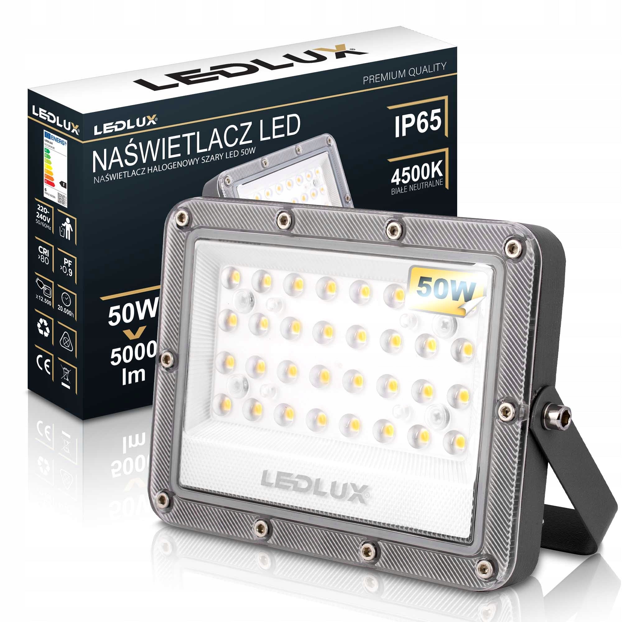 Halogen Floodlight LED Headlight 50W 5000lm Slim Outdoor Waterproof