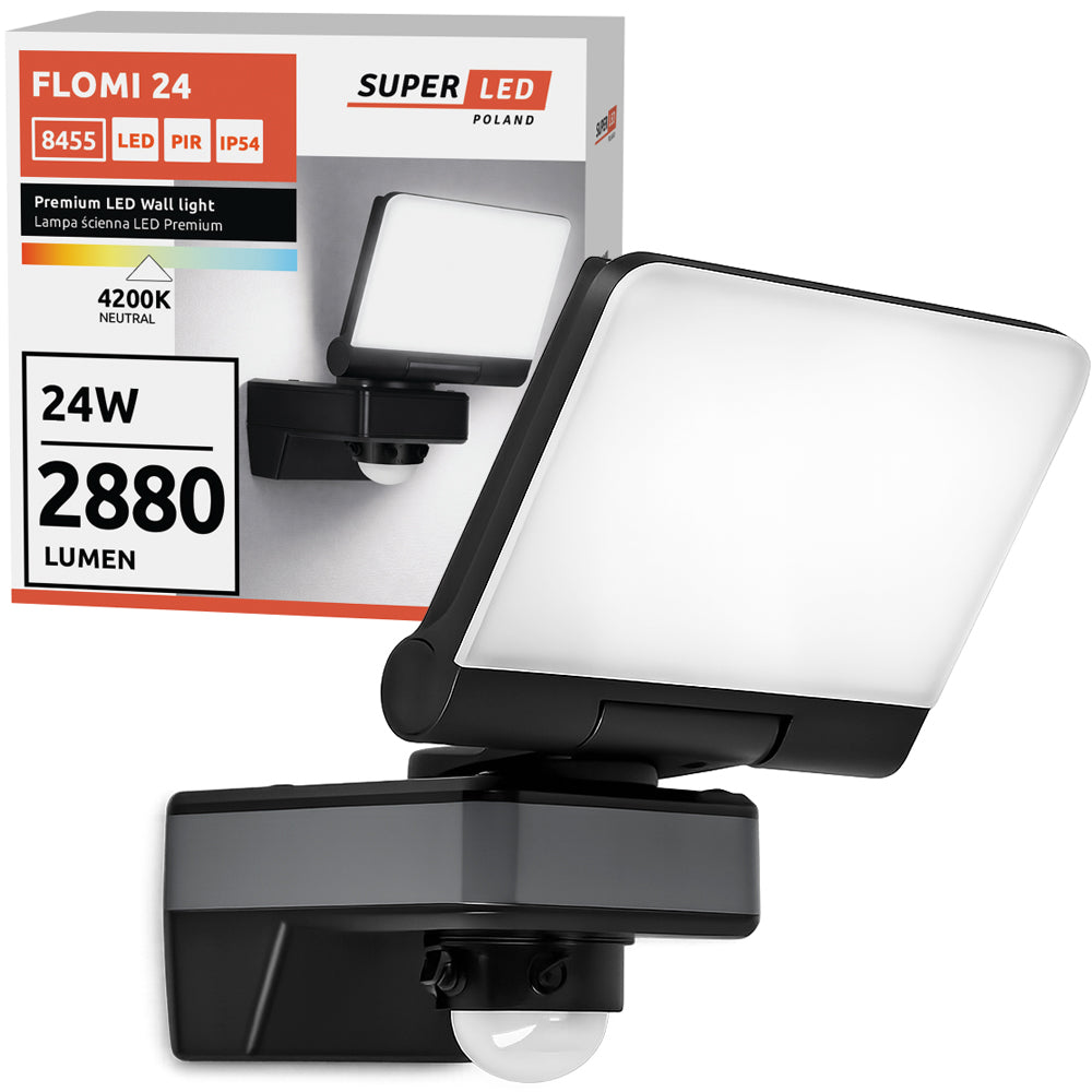 Halogen Floodlight LED Lamp 24W 2880 lm PIR Motion Sensor Neutral