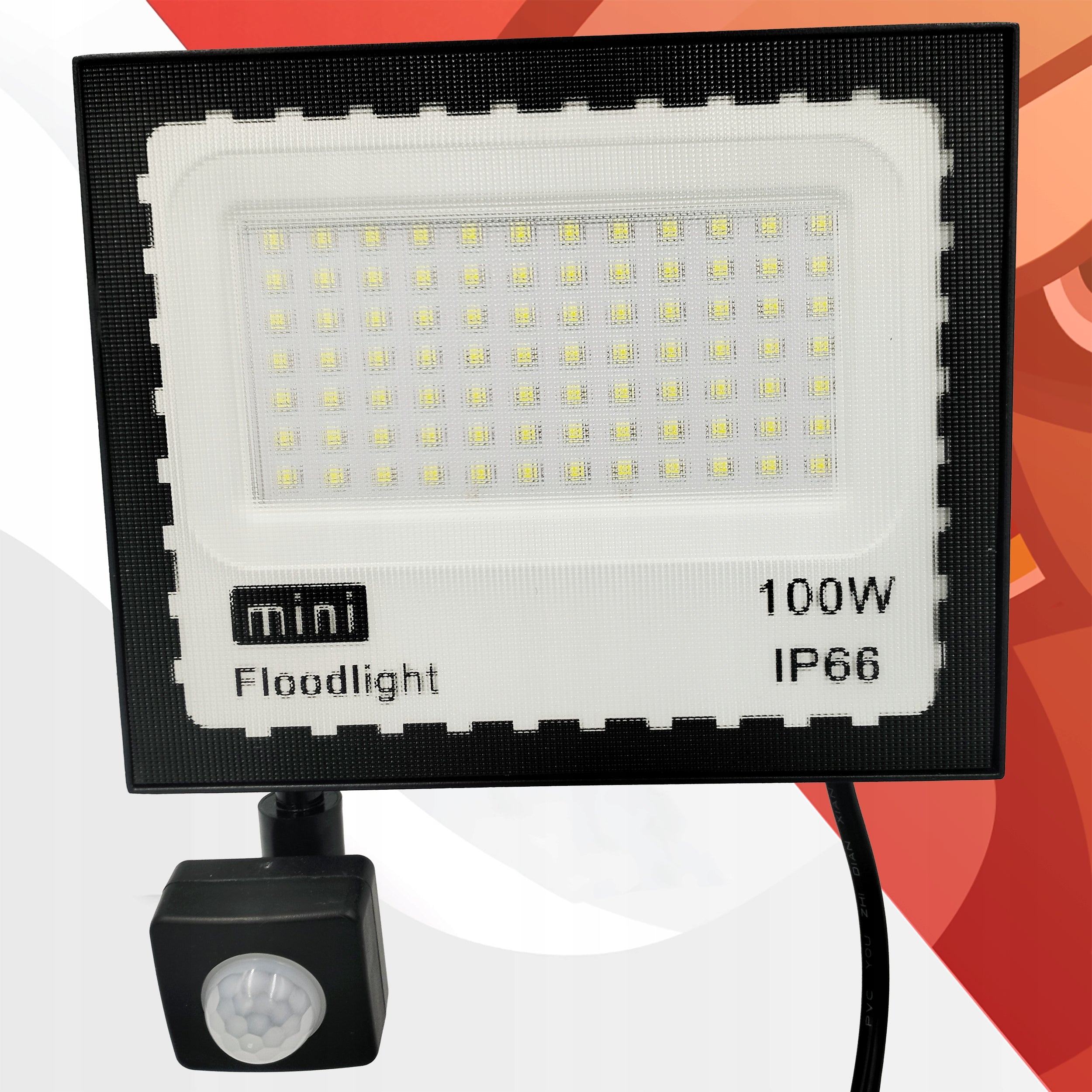 Halogen LED 100W 230V with Motion and Twilight Sensor LED Floodlight Lamp Color black
