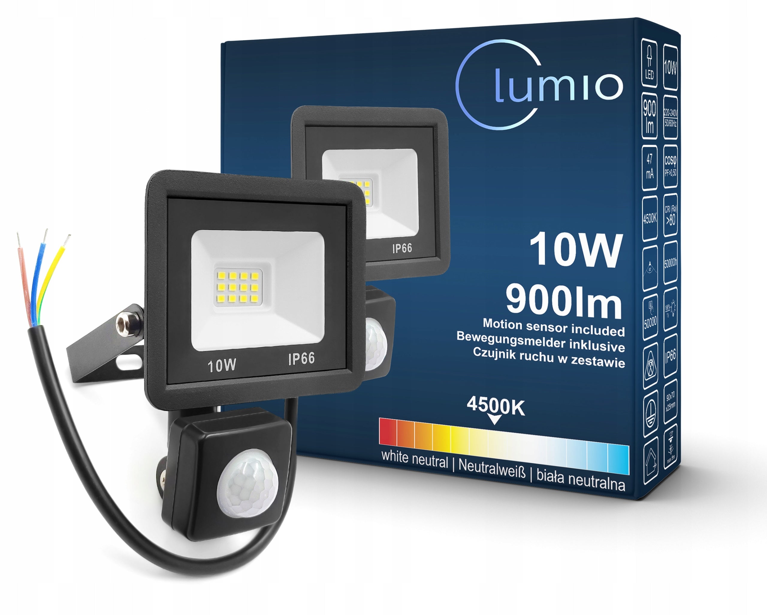 Halogen LED 10W 900lm Lamp With Twilight Motion Sensor Floodlight IP65