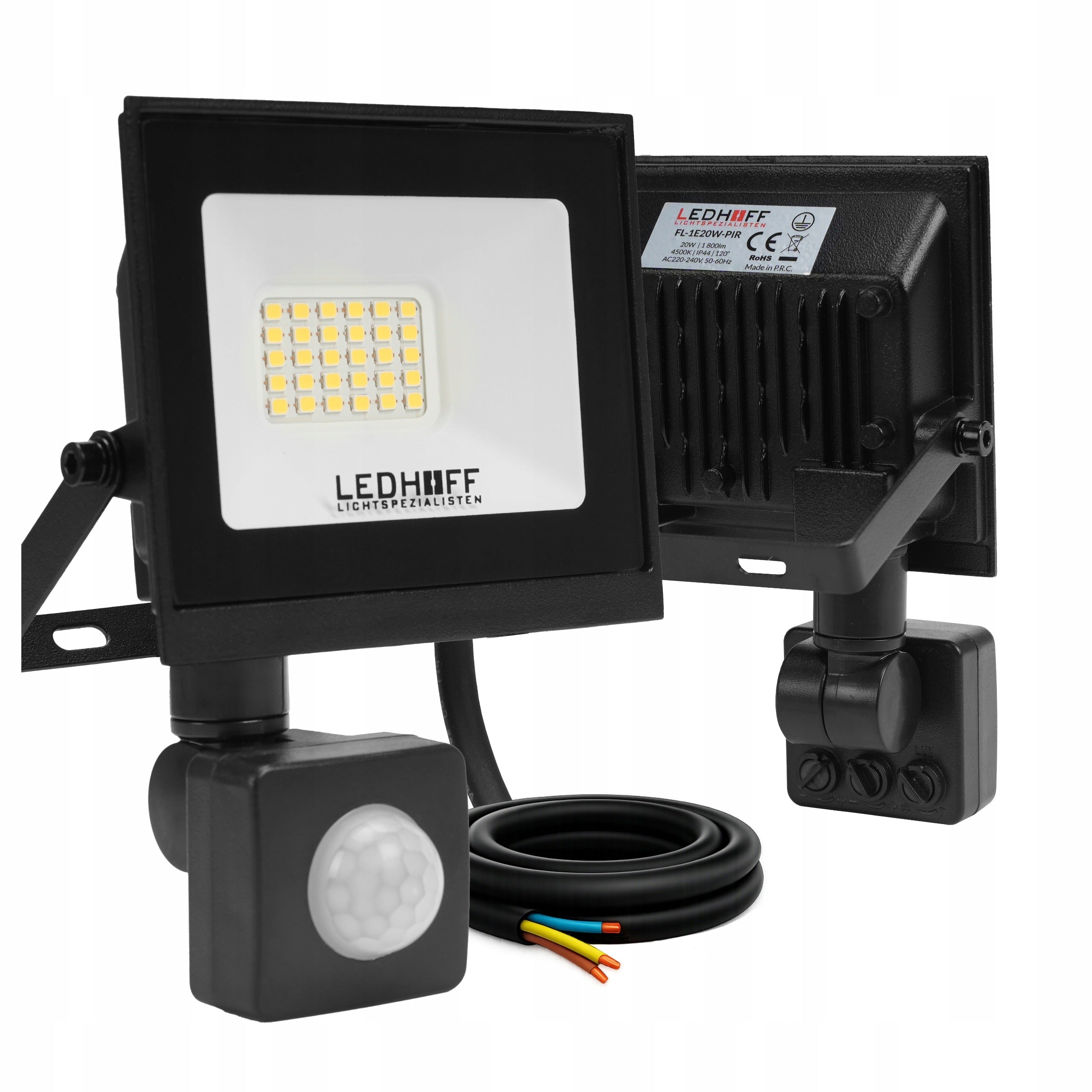 Halogen LED 20W with Motion Sensor Floodlight IP65 4500K 1800lm