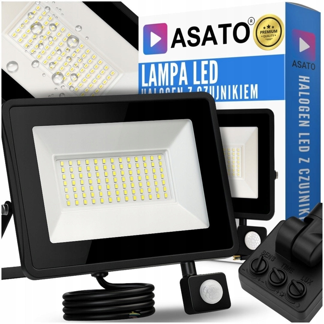 Halogen LED 50W Floodlight Lamp with Twilight Motion Sensor Outdoor Packaging status original