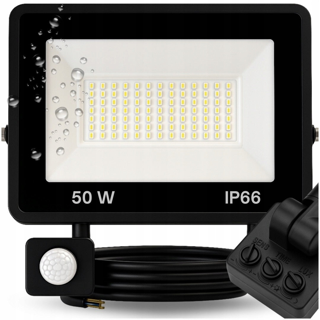 Halogen LED 50W Floodlight Lamp with Twilight Motion Sensor Outdoor