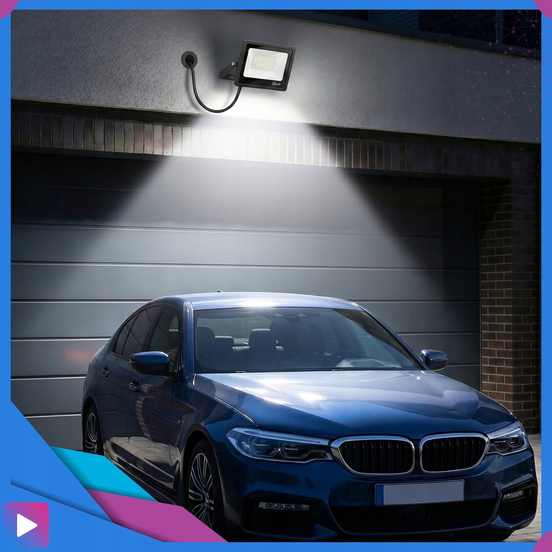 Halogen LED 50W Outdoor Floodlight Lamp Wall Lamp Headlight 4000K Packaging status original
