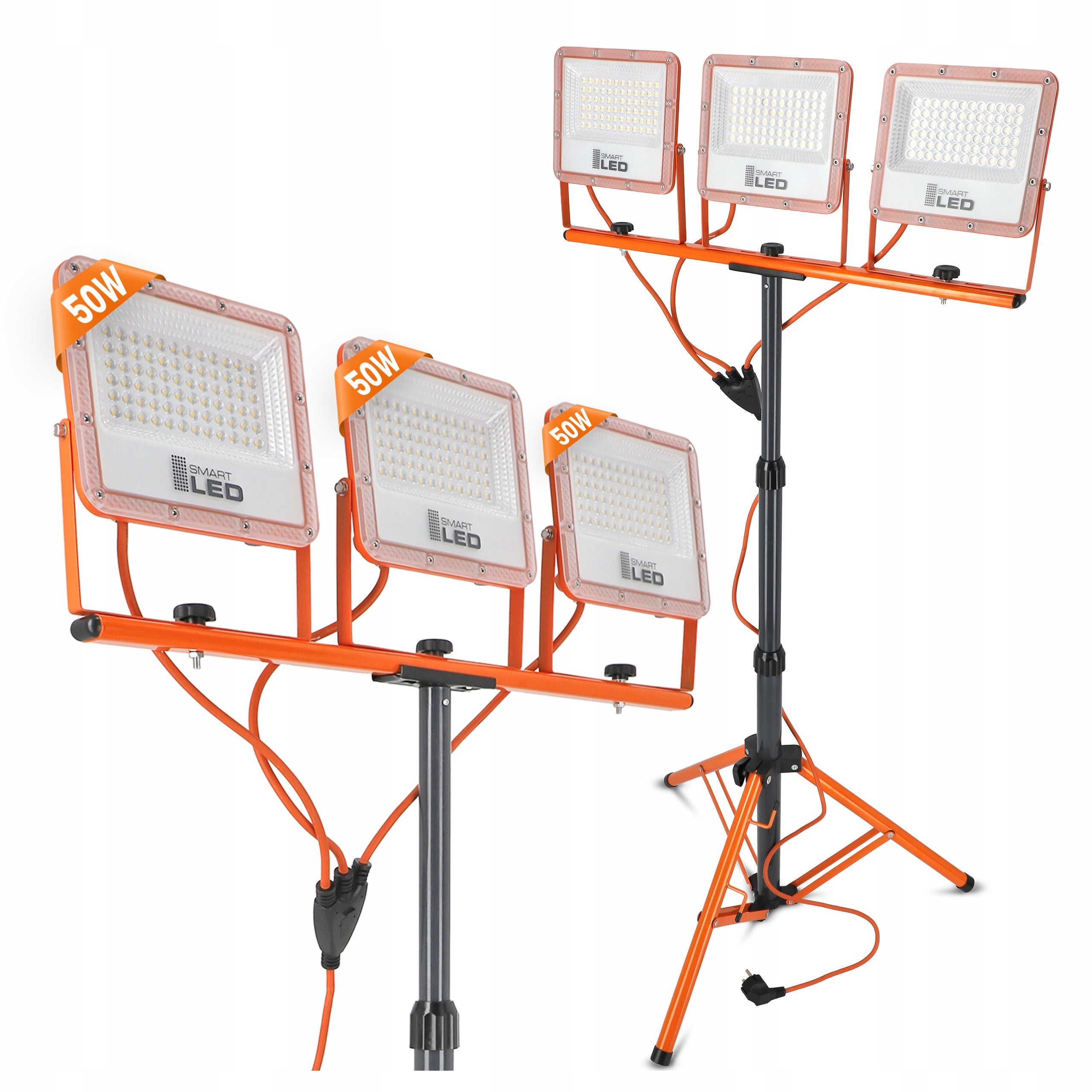 Halogen LED Building TRIPOD Floodlight 3x 50W 16500lm Work Lamp IP65
