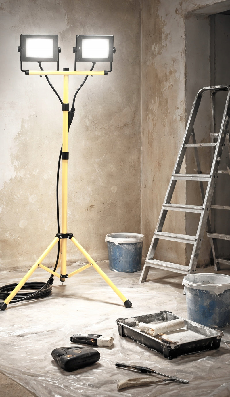 Halogen LED Construction Tripod Floodlight 2x 100W 18000lm Connected Kit Manufacturer code 8068