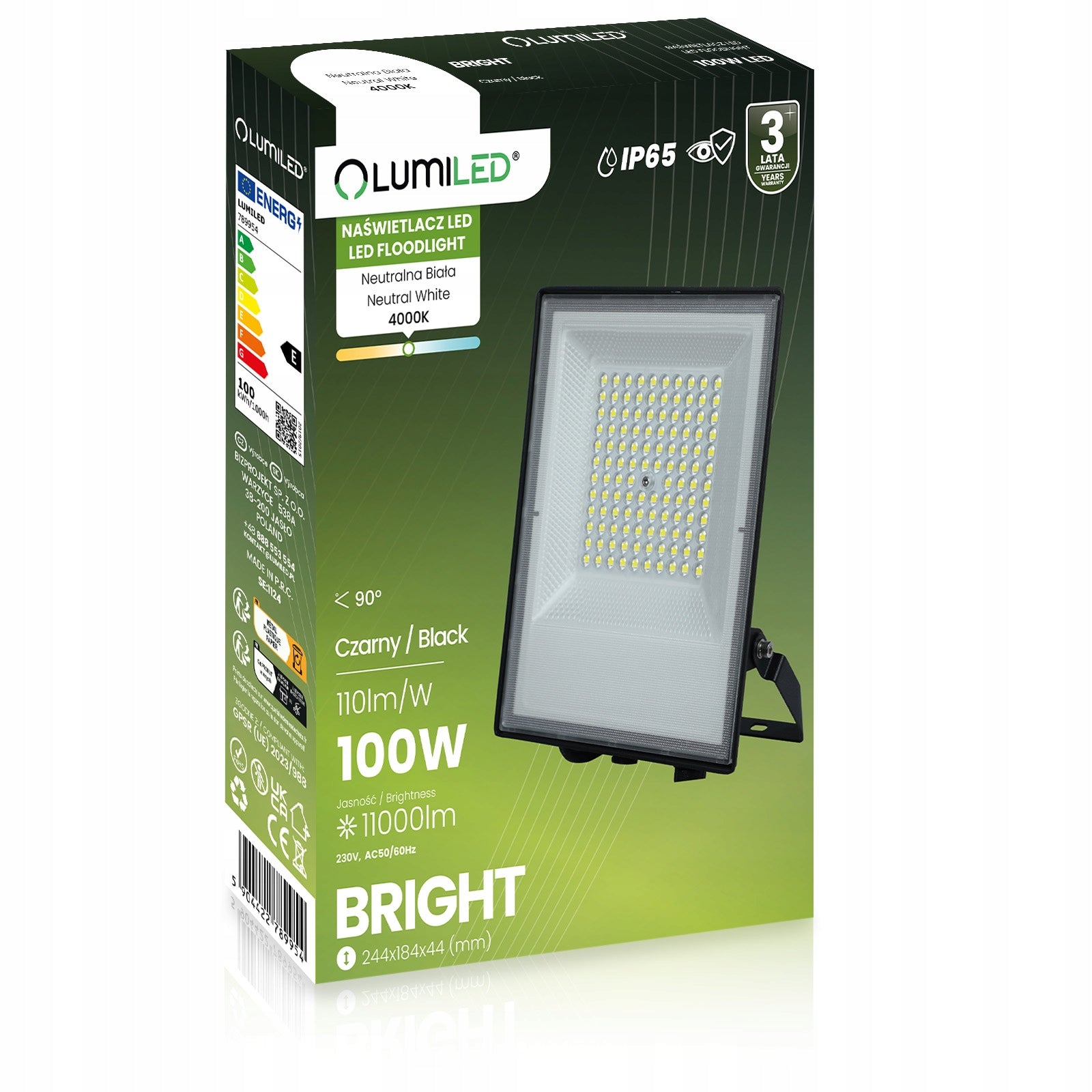 Halogen LED Floodlight 100W Outdoor Garden Spotlight Waterproof SLIM Manufacturer code 789954 dla mężczyzn wodoszczelny mega moc